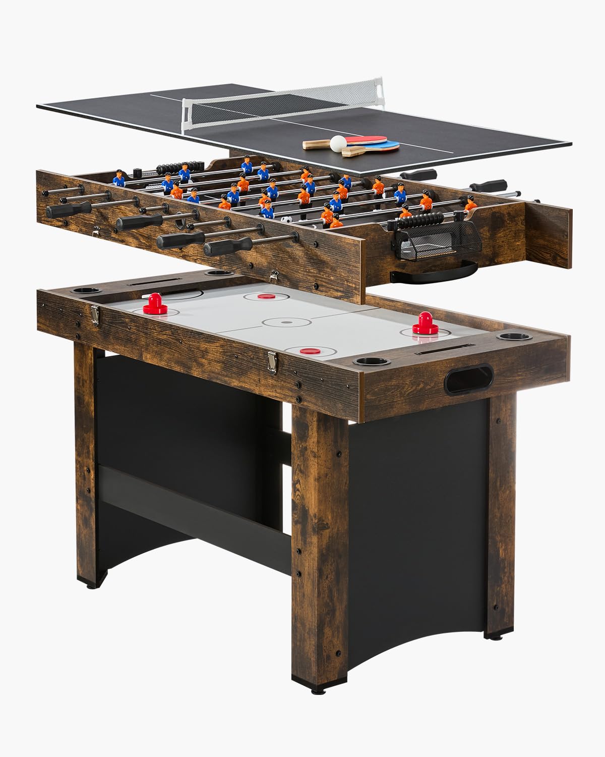 VEVOR 3-in-1 Combo Game Table Set, 54" Air Hockey Table, Multi Combination Table with Air Hockey, Ping Pong, Foosball, Pushers & Pucks, Air Powered Arcade Hockey Table for Family Game Room Office