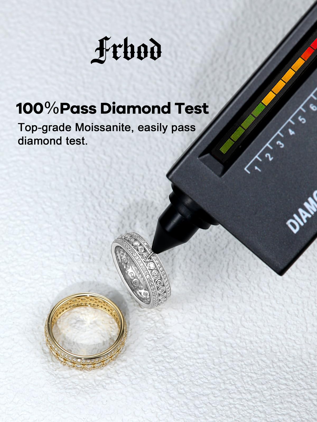 Frbod Thick Moissanite Ring for Women 925 Sterling Silver Wedding Ring Comfortable Eternity Aniversary Band Size 4.5