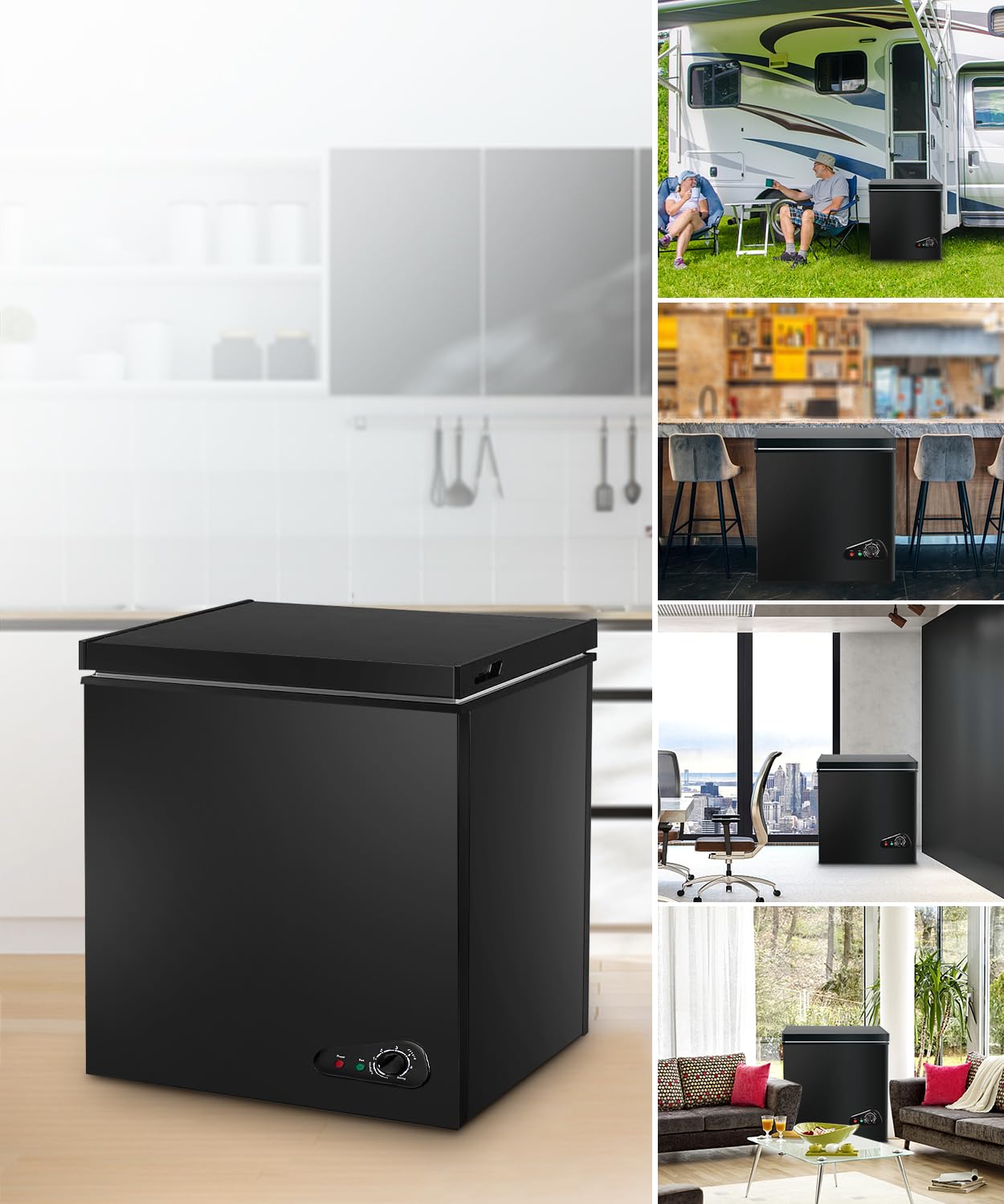 Chest Freezer 7.0 Cu.Ft Compact Chest Freezers with 7 Adjustable Thermostat Top Open Door Freezer Compressor Cooling with Removable Storage Basket for Home Bar Dorm