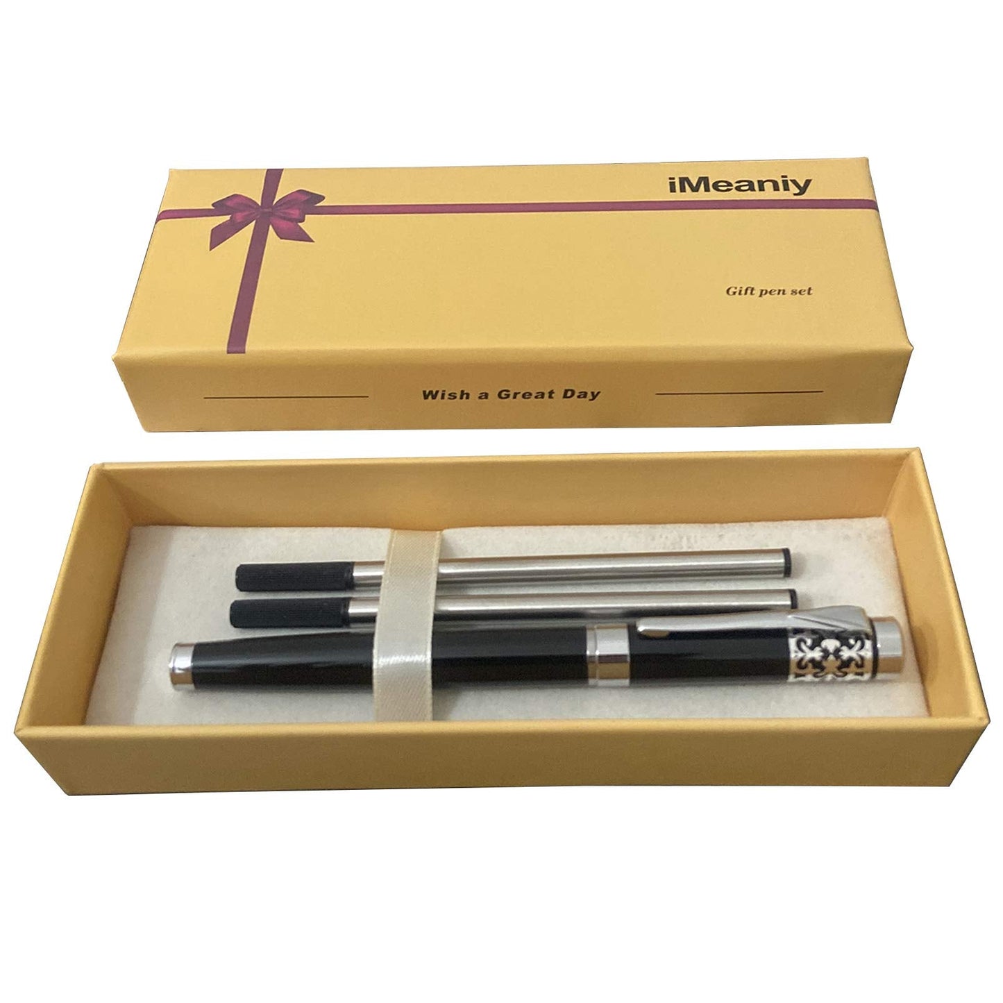 iMeaniy Nice Pen in Gift Box Fancy Ballpoint Pen Writing set for Signature Executive Journal,Luxury Pen for Graduation Birthday Gifts,Black Gel Ink 0.7mm refills