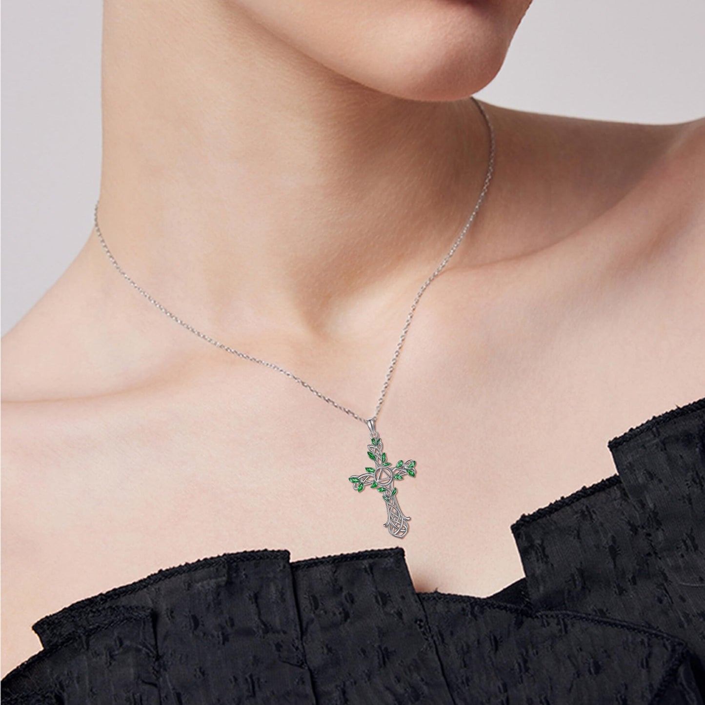 ONEFINITY AA Cross Necklace Sterling Silver Celtic Knot Cross Pendant Gifts for Women Men Jewelry (AA cross)