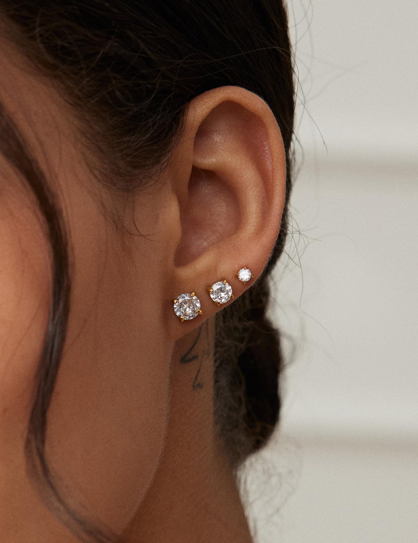 6 Pairs Stud Earrings Hypoallergenic Cubic Zirconia 316L Earrings Stainless Steel CZ Earrings Set 3-8mm (gold)
