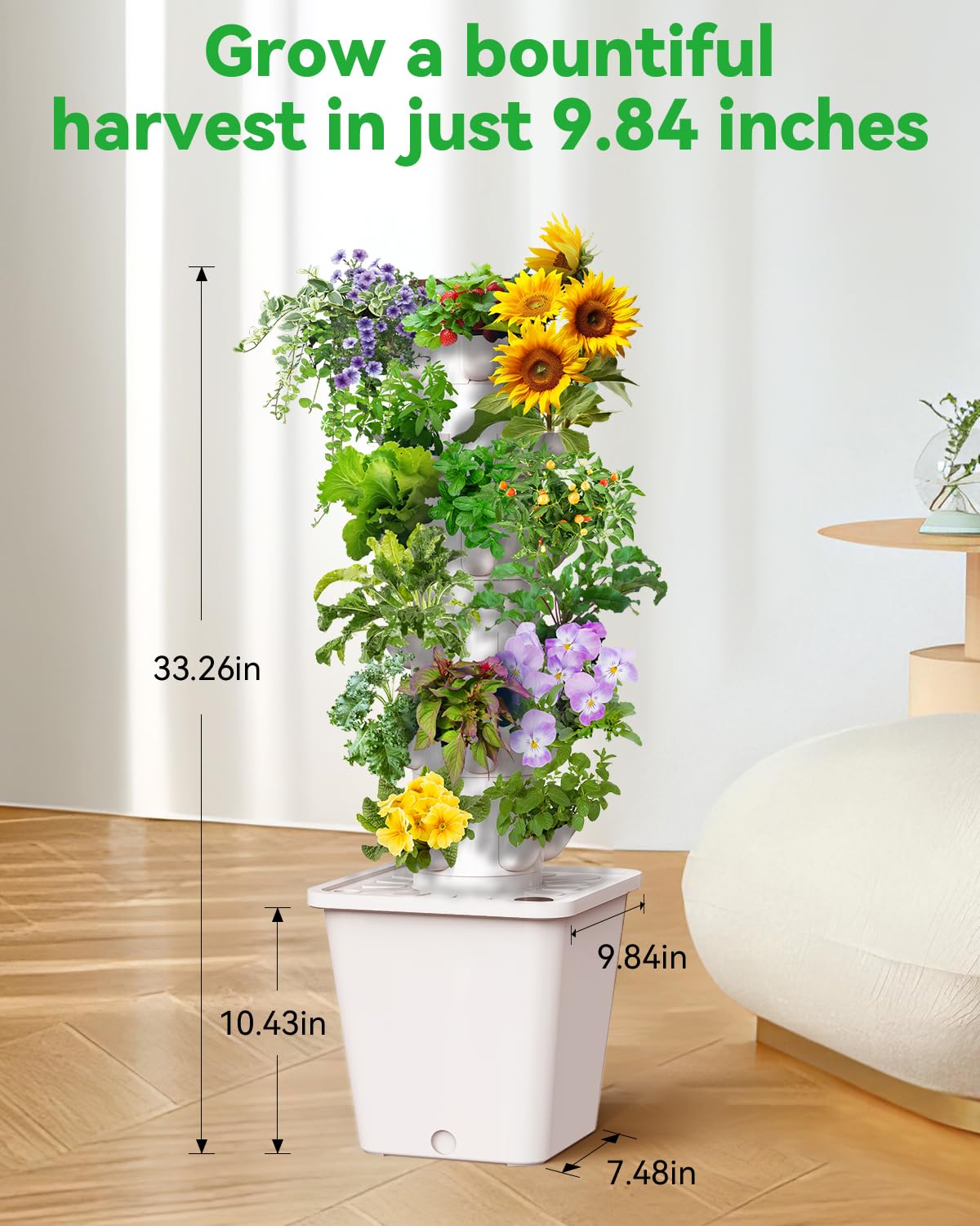 SJZX Hydroponic System Kit + Extra Water Pump, Get a Replacement Pump Now