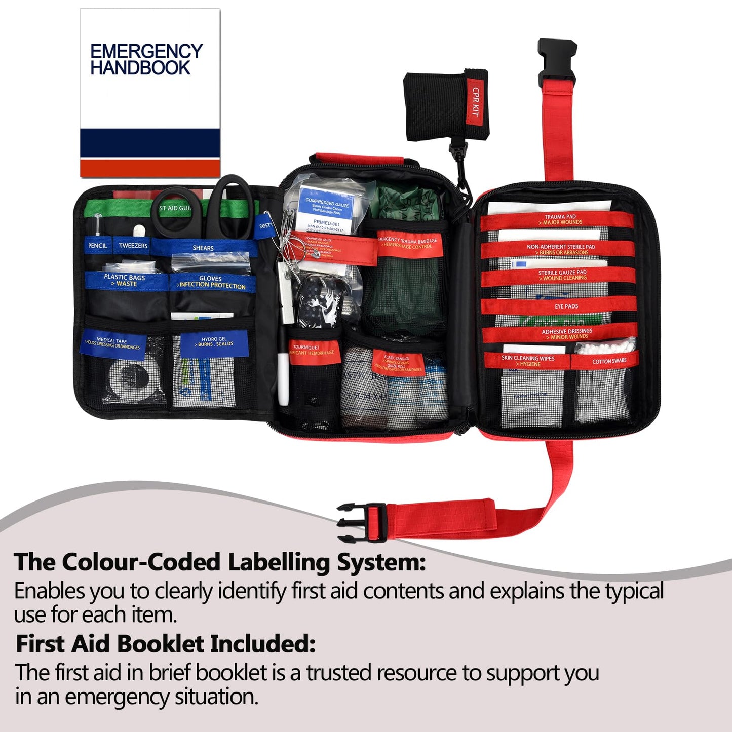 Besst Survivor Comprehensive First Aid Kit -Labeled Compartments for Trauma & Emergencies, Compact Emergency Kits for Car, Boats, Camping, Hurricanes and Outdoor Emergencies Survival -265 Piece