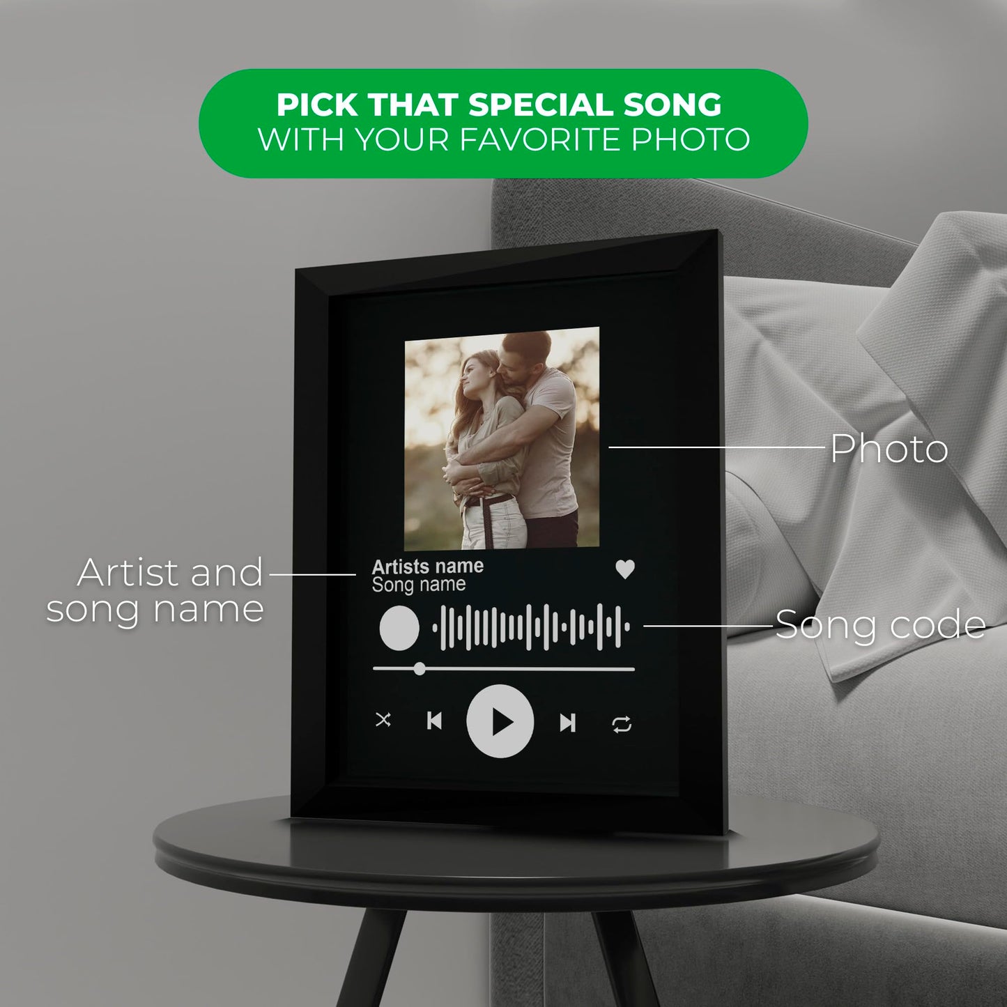 EGD Personalized Spotify Plaque Gifts for Her Him Girlfriend Boyfriend, Custom Picture Frame for Women Men, Customized Photo Gifts for Couple Wife Husband on Anniversary Birthday