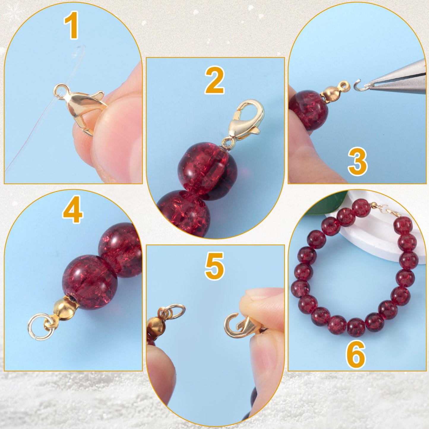 BEIQIYA 30pcs Lobster Claw Clasps & Jump Rings, 14K Gold Plated Metal Lobster Clasps, Jump Rings Jewelry Finding Kit for Necklace Bracelet Jewelry Making