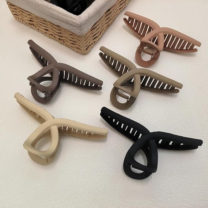 5 Inch Hair Claw Clips Extra Large No Slip Big Matte Clip for Curly Long Thick Hair Women, 5 Pack