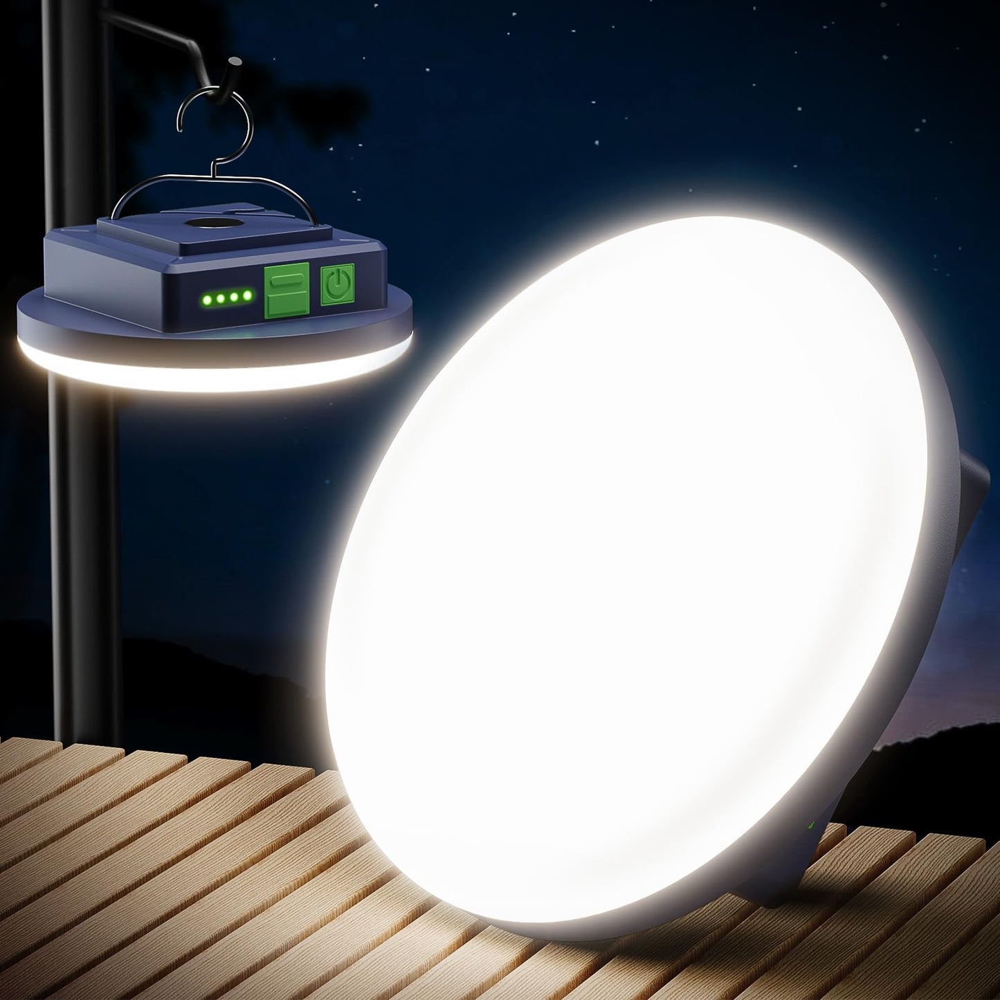 Eventek Camping Lights 12000mAh, Ultra Bright LED Camping Lantern with 4 Modes & Magnetic, IPX5 Waterproof Rechargeable Tent Lights for Power Outages, Tent, Hiking, Emergency - Blue
