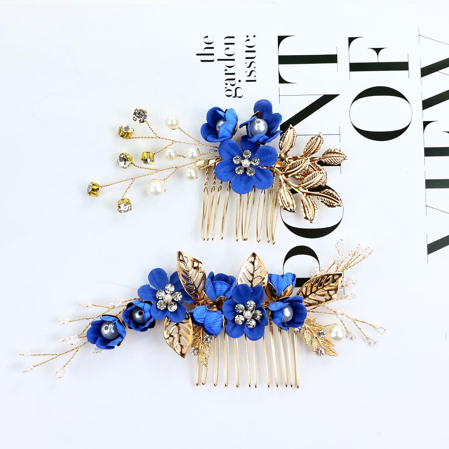 inSowni 20 Pack Classic White Dusty Pink Blue Flower Bridal Wedding Hair Side Combs+U-shaped Flower Hair Pins+Twist Spiral Pearl Hair Pins Pieces Headpieces Accessories for Brides Bridesmaids Women