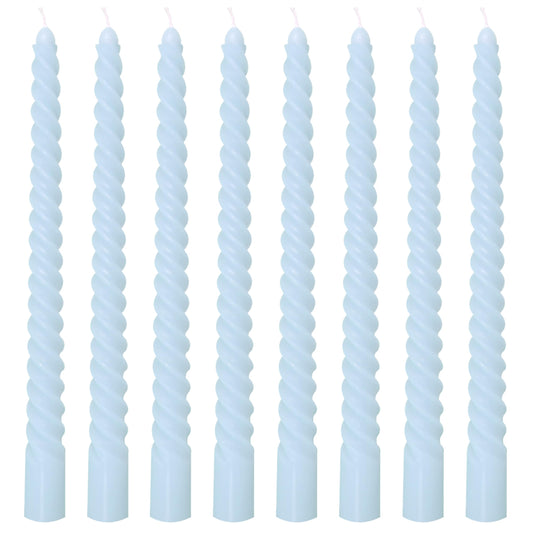 8 Pack 10 Inch Baby-Blue Spiral Taper Candle Set, 7/8 Inch Unscented Driples Candlesticks for Home Decoration, 6-7 Hours Burn