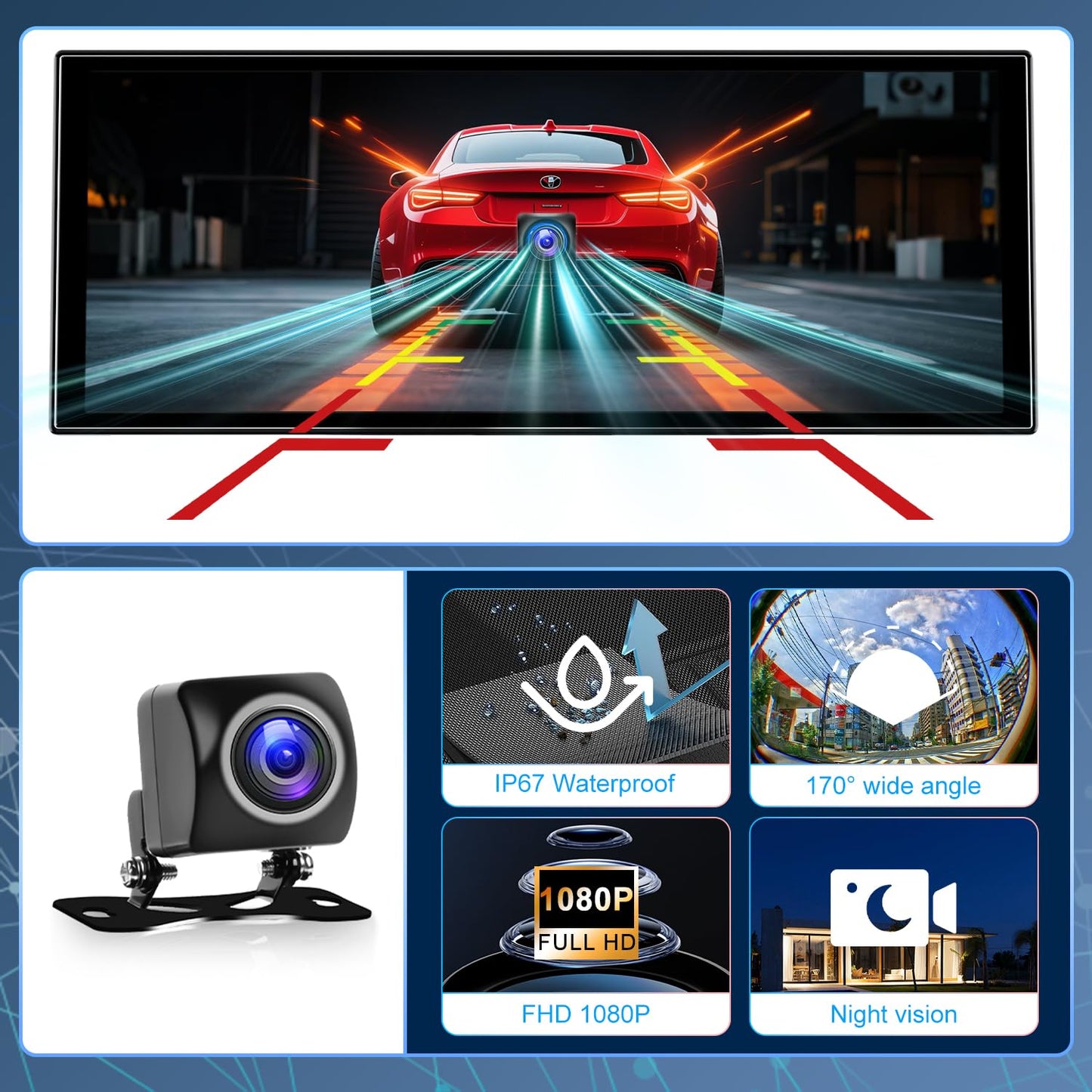 [11" Fully Laminated 60fps Touchscreen] -Accfly Wireless car Play Screen for Apple carplay &Android Auto, OTA Updates -HD Front Dashcam & Backup Camera, Car Stereo Radio/GPS Navigation/BT Audio