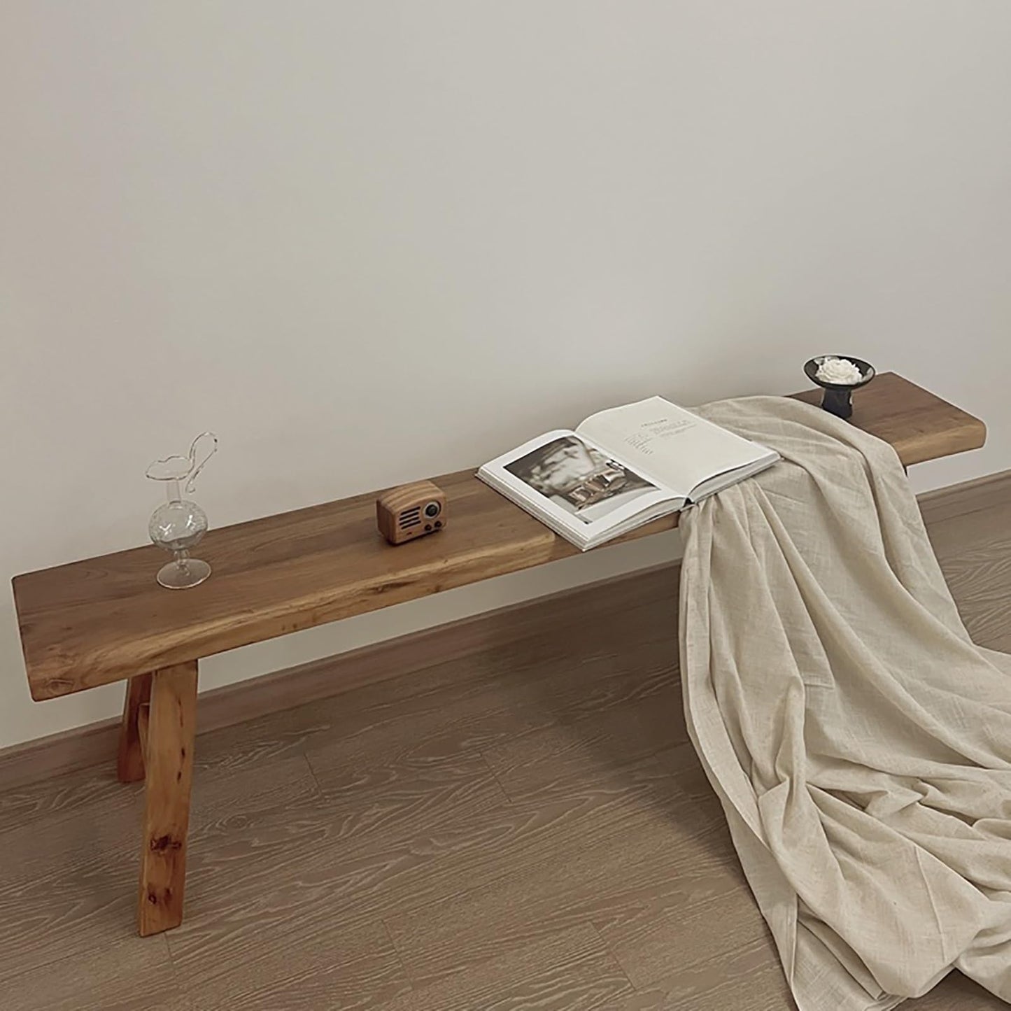 LLYLAFDC 39“ Farmhouse Wooden Living Room Dining Indoor Multifunctional Elm Benches Wood Kitchen Entryway Solid Wood Bench for Hallway 100cm