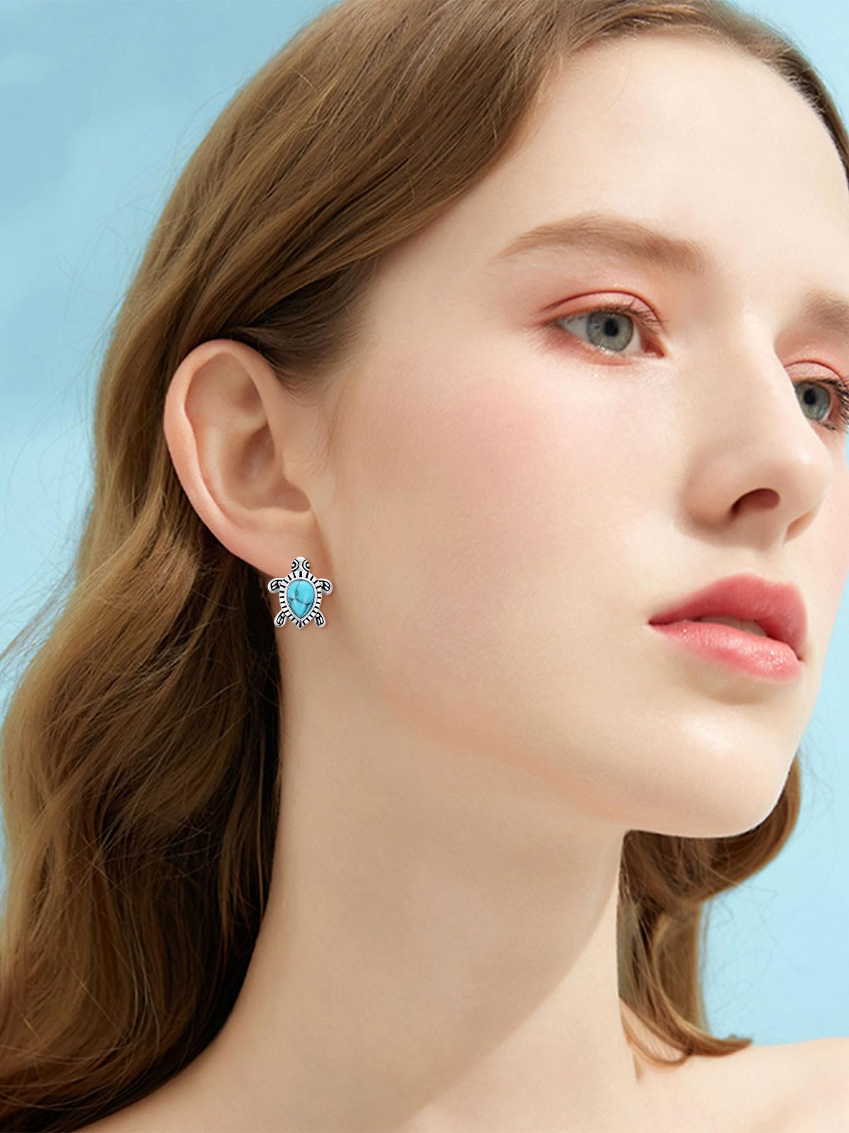 WINNICACA Sea Turtle Stud Earrings Turquoise Earrings 925 Sterling Silver Ocean Jewelry Hypoallergenic Gift for Sensitive Ears Mothers Day Gifts for Mom Wife