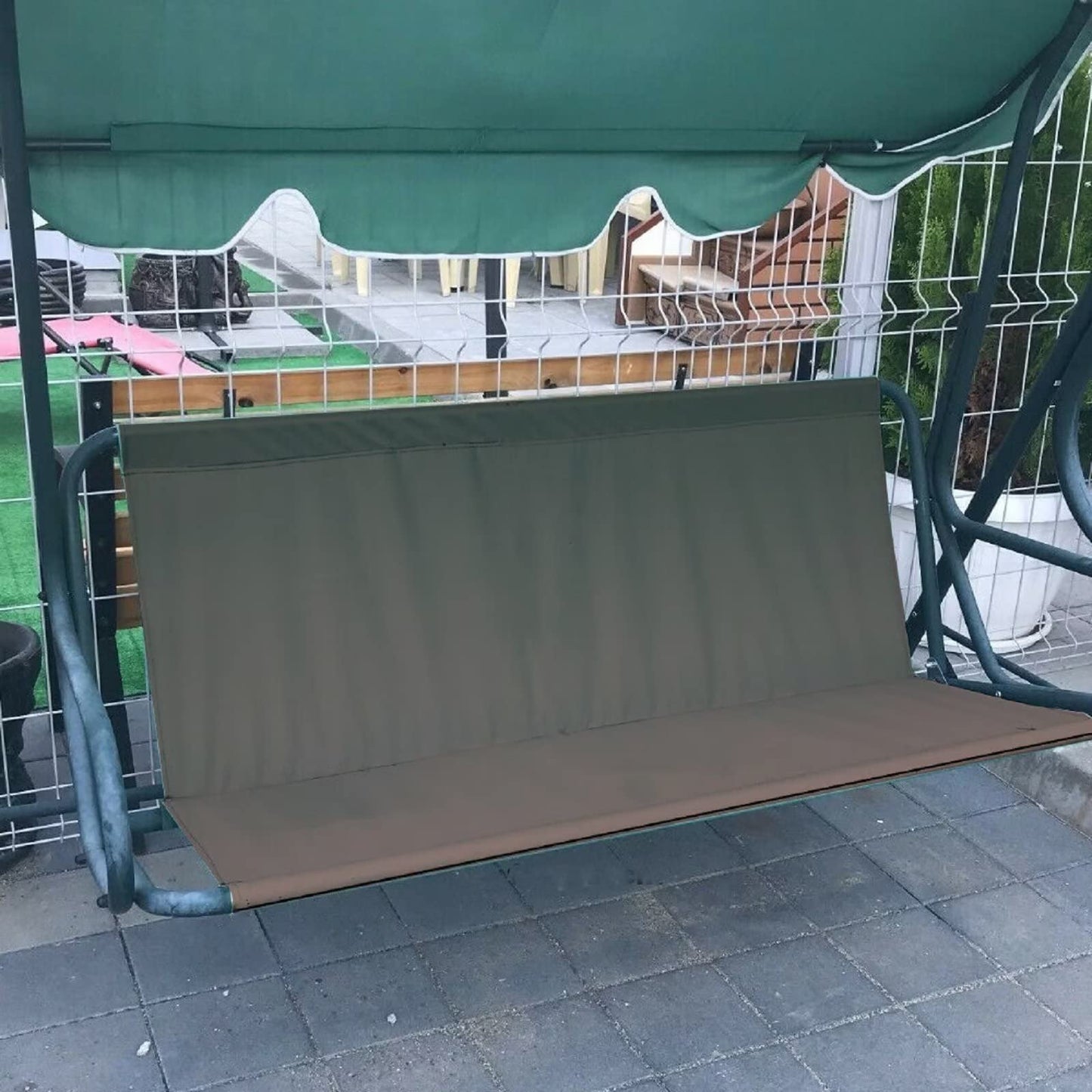 Typutomi Swing Seat Cover - 600D Thickened Oxford Waterproof Chair Bench Replacement for 2/3 Seat Patio Garden Swing (Coffee, S - 45.3x18.9x18.9in)