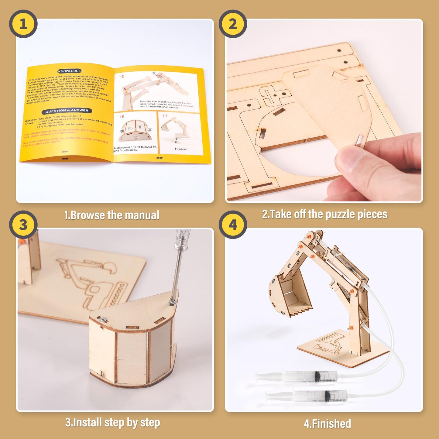 STEM Science Kits for Kids Ages 8-12 8-10, Wood Building Crafts Kits for Boys 6-8, STEM Toys for Boys Age 8-12 6 7 10 11 13 Years Old Gifts, Engineering Experiment Projects, 3D Wooden Puzzles 8-13