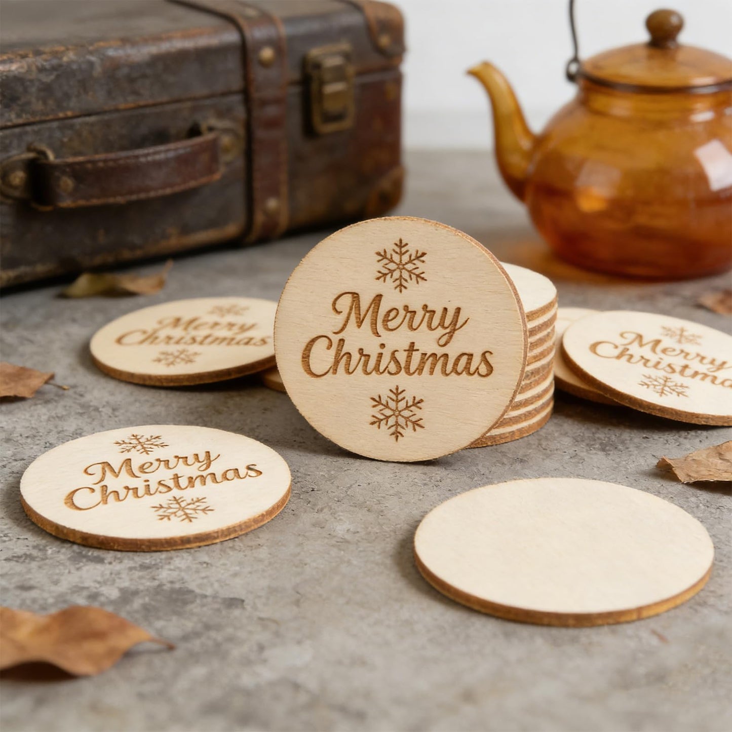 MAHIONG 400 Pcs 2 Inch Unfinished Round Wood Circles, Bulk Natural Round Wooden Discs Craft Blanks Wood Slices for DIY Art Projects, Christmas Ornaments and Home Decorations