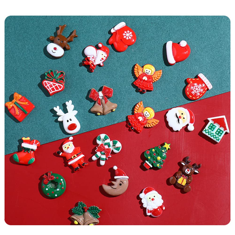 200pcs Christmas Resin Charms for Crafts, Christmas Slime Flatback Charms，Ornament Scrapbooking DIY Crafts, Miniature Ornaments for Christmas Embellishments, Craft Supplies Mini Christmas Decorations