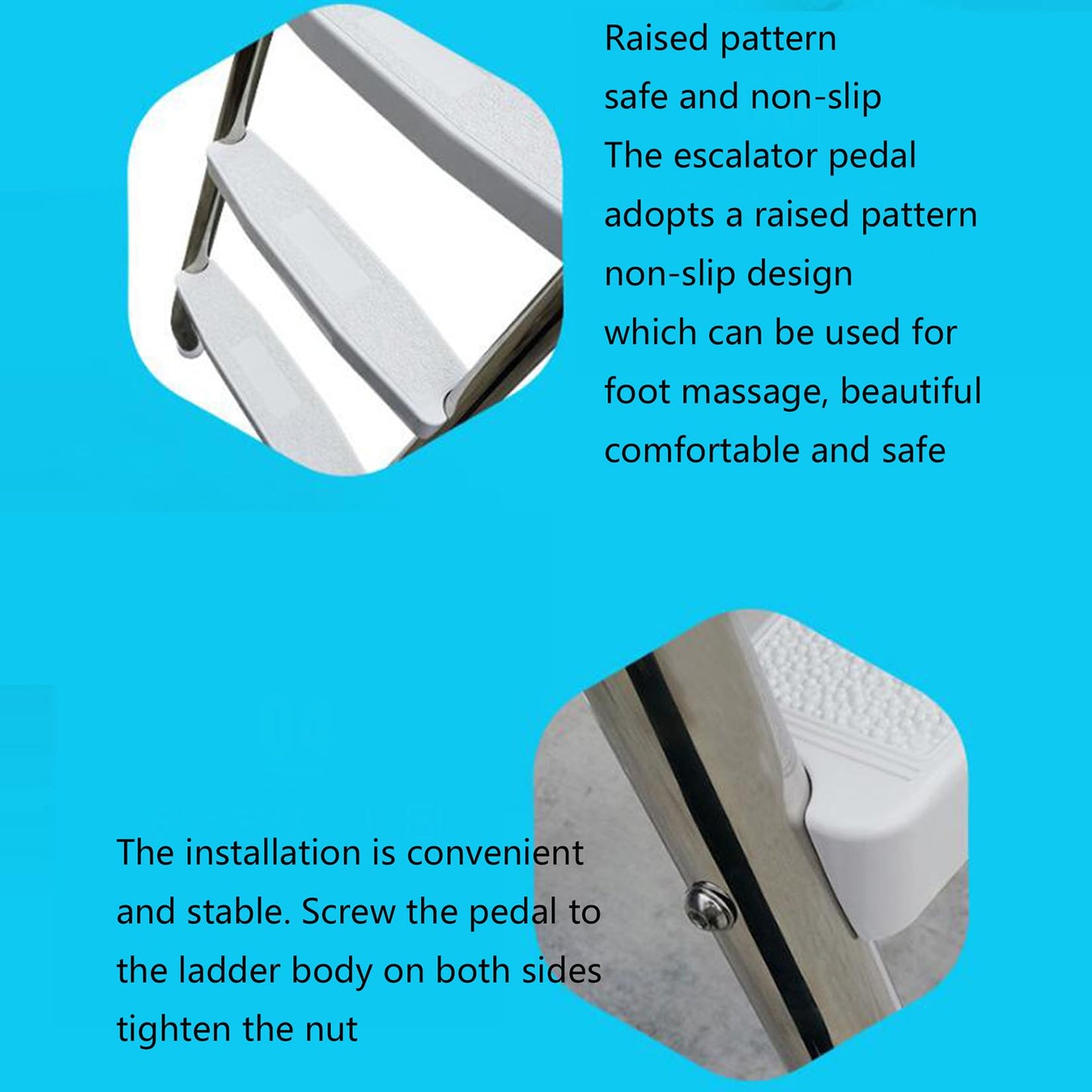 errzom Safety Heavy Duty Above Ground Swimming Pool Ladder, Stainless Steel Frame Above Ground Swimming Pool Entry Exit Ladder for 52 in High Wall Pools, 500 Pound Capacity