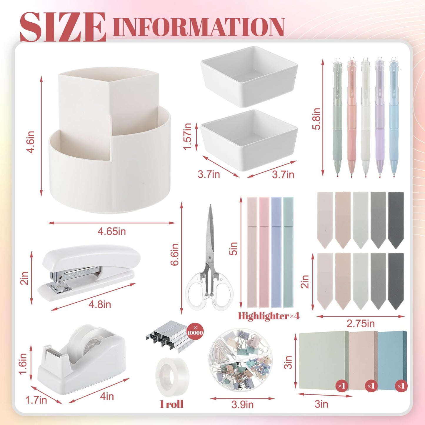 Kosiz 27 Pcs Black White Desk Accessories Gift for Aesthetic Desk Organizer Neutral Office Supplies Pen Holder Stapler Binder Sticky Notes Paper Clips Scissor Staples for Women(Fashion)