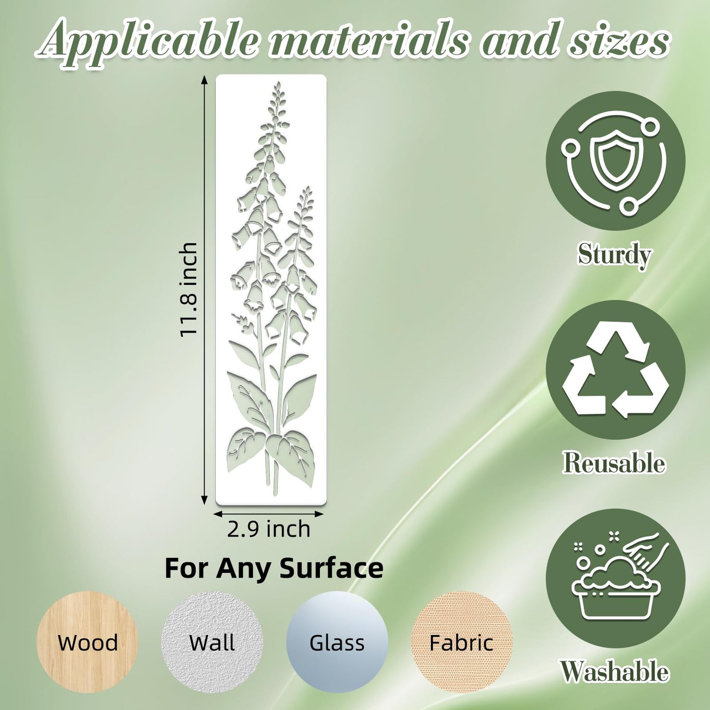 Flower Stencils for Crafts Reusable DIY Furniture Decor Art Painting Stencil 16Pcs Kit for Wood Embroidery Wall Silk Screen Journaling(11.8X2.9 Inch)