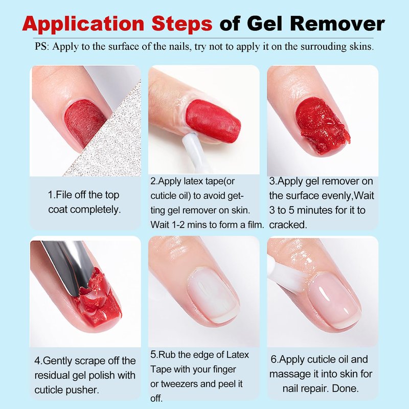 Gel Polish Remover & Cuticle Oil for Nails & Polygel Slip Solution & Colorful Nail Removal Tools