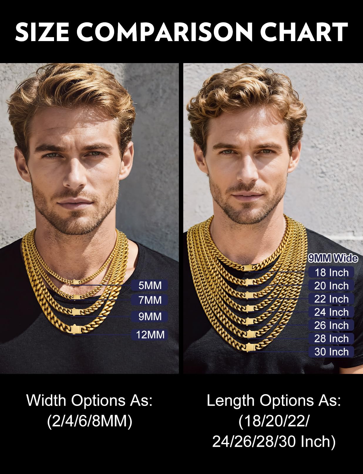Bandmax Stainless Steel Miami Cuban Link Chain for Men 9MM Chunky 14K Gold Plated Chain Necklace 28Inch Rock Rapper Biker Chain Jewelry Gift for Men