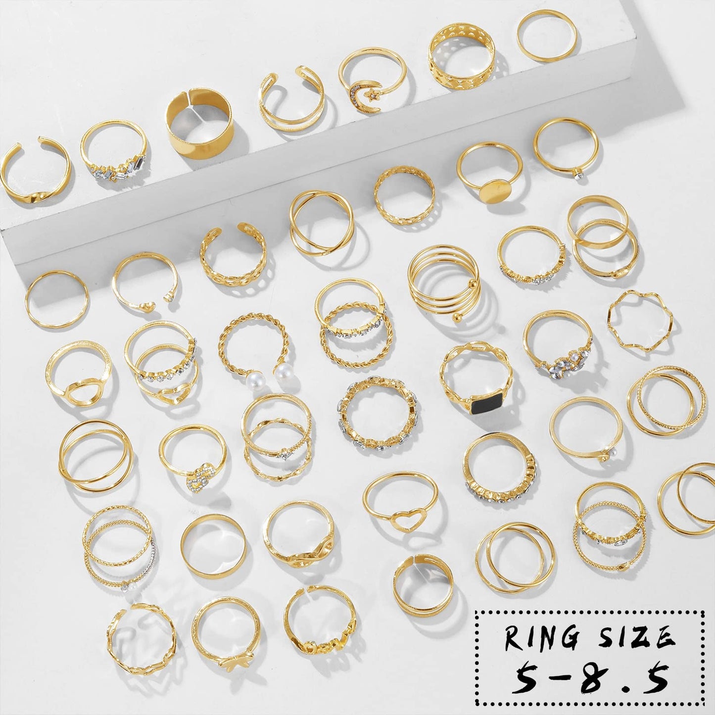 IFKM Gold Knuckle Rings Set For Women Vintage Stackable Joint Finger Midi Rings Dainty Cubic Zirconia Crystal Simple Twist Hollow Cute Rings Pack Jewelry Gift (Moonlight Express, Gold)