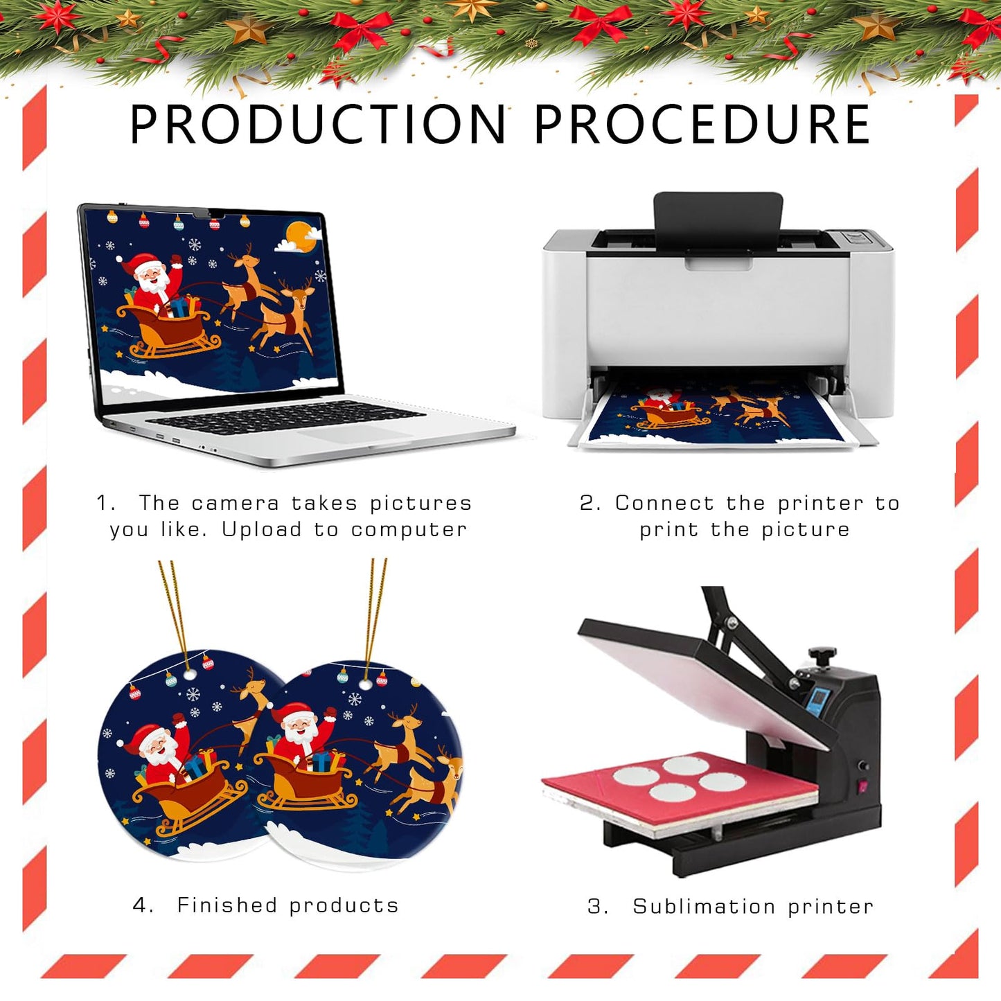 Sublimation Ceramic Ornaments ‌Personalized White Round Porcelain Ornaments for Xmas Tree - Bulk Ceramic Discs, Sublimation Ornament Blanks Ideal for Heat Press Printing (25, Round)