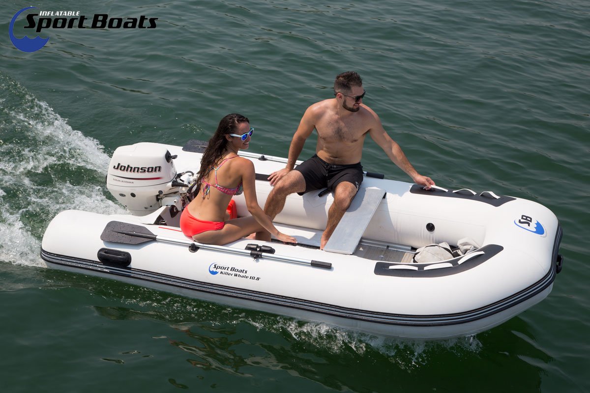 Inflatable Sport Boats Killer Whale 10.8' - Model SB-330 - Aluminum Floor Premium Heat Welded Dinghy with Seat Bag