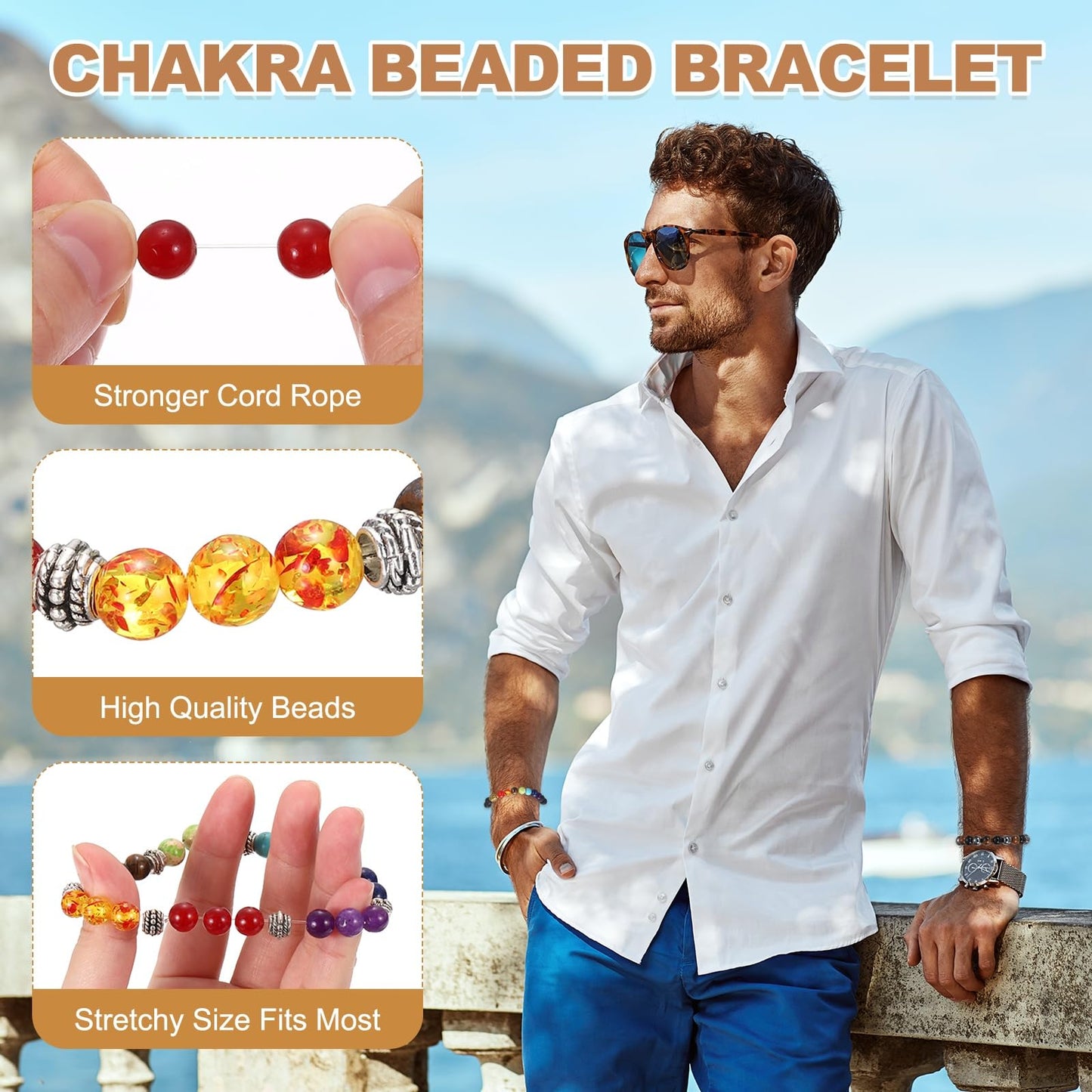 PATIKIL 7 Chakra Beads Bracelet 8mm Prayer Protection Natural Stone Beaded Bracelet for Men Women, Purple
