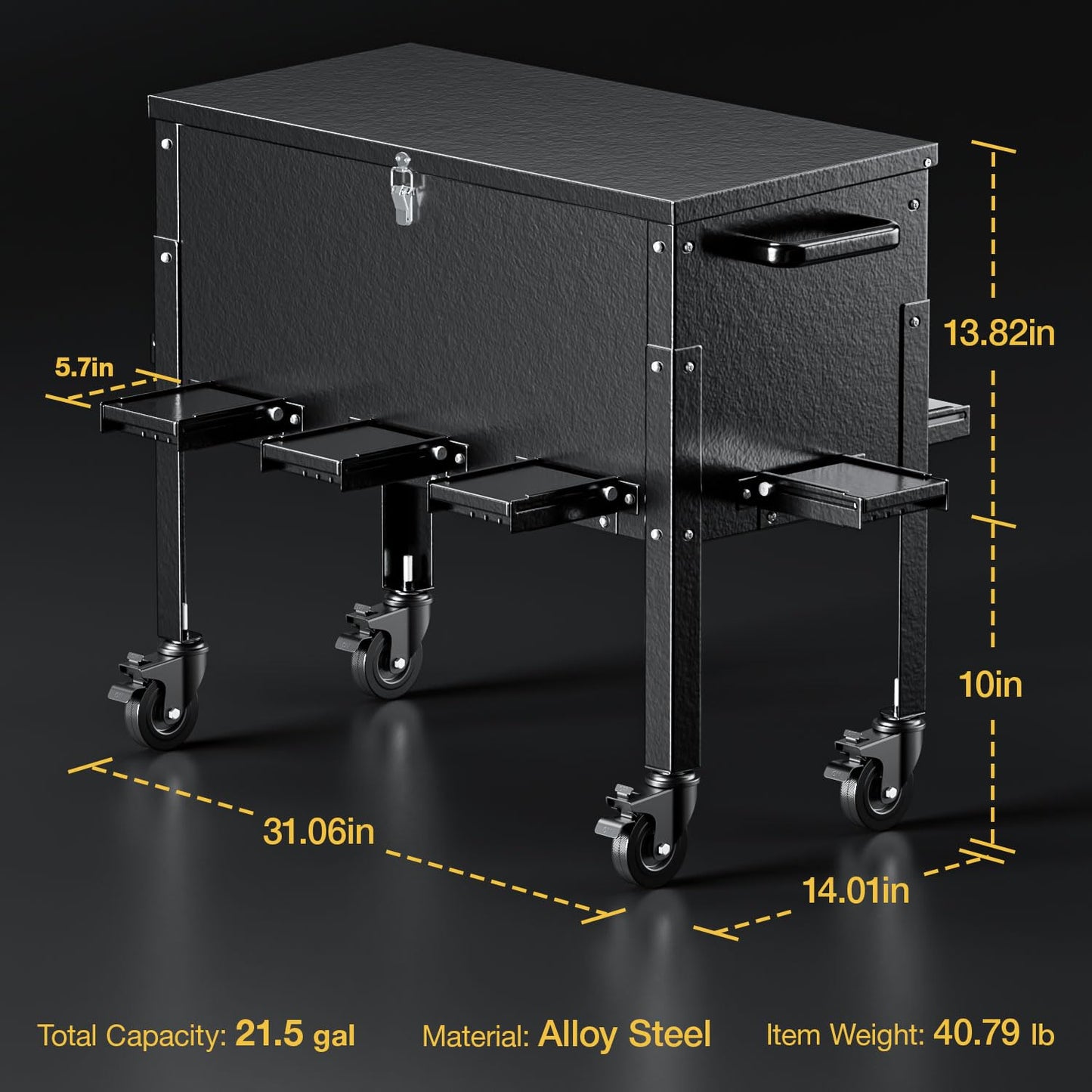 POOAMY Gravity Deer Feeder, Heavy Duty Metal Deer Feeder, 128LB Large Capacity Automatic Dispenser Feeder, Portable Hunting Game Feeder with 8 Feed Ports for Deers and Wildlife, Black