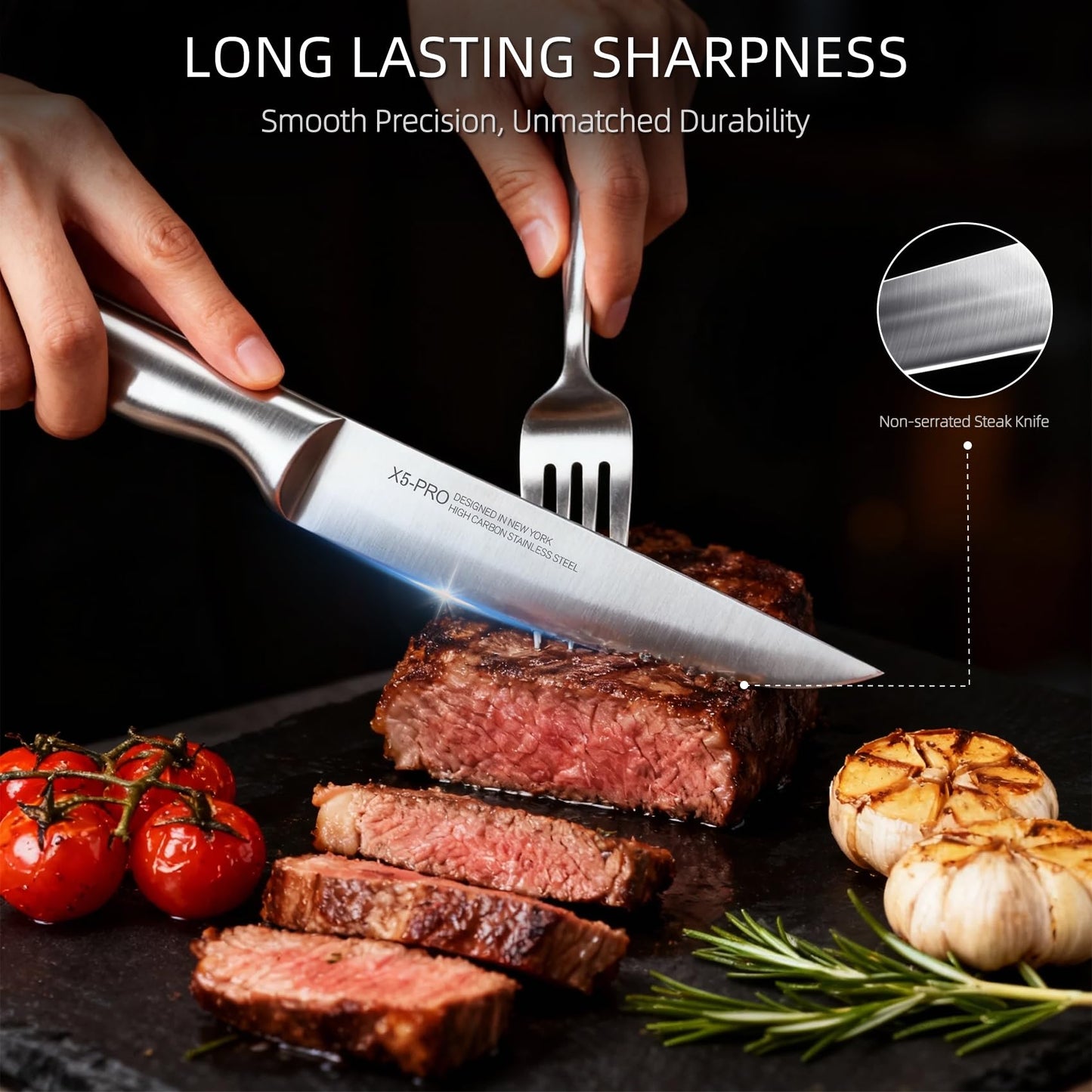 KnifeSaga 2026 Upgraded Knife Set, 13-Piece Japanese High-Carbon Stainless Steel Kitchen Knife Block Set with Ergonomic Handles, Razor-Sharp Blades for Home & Professional Use