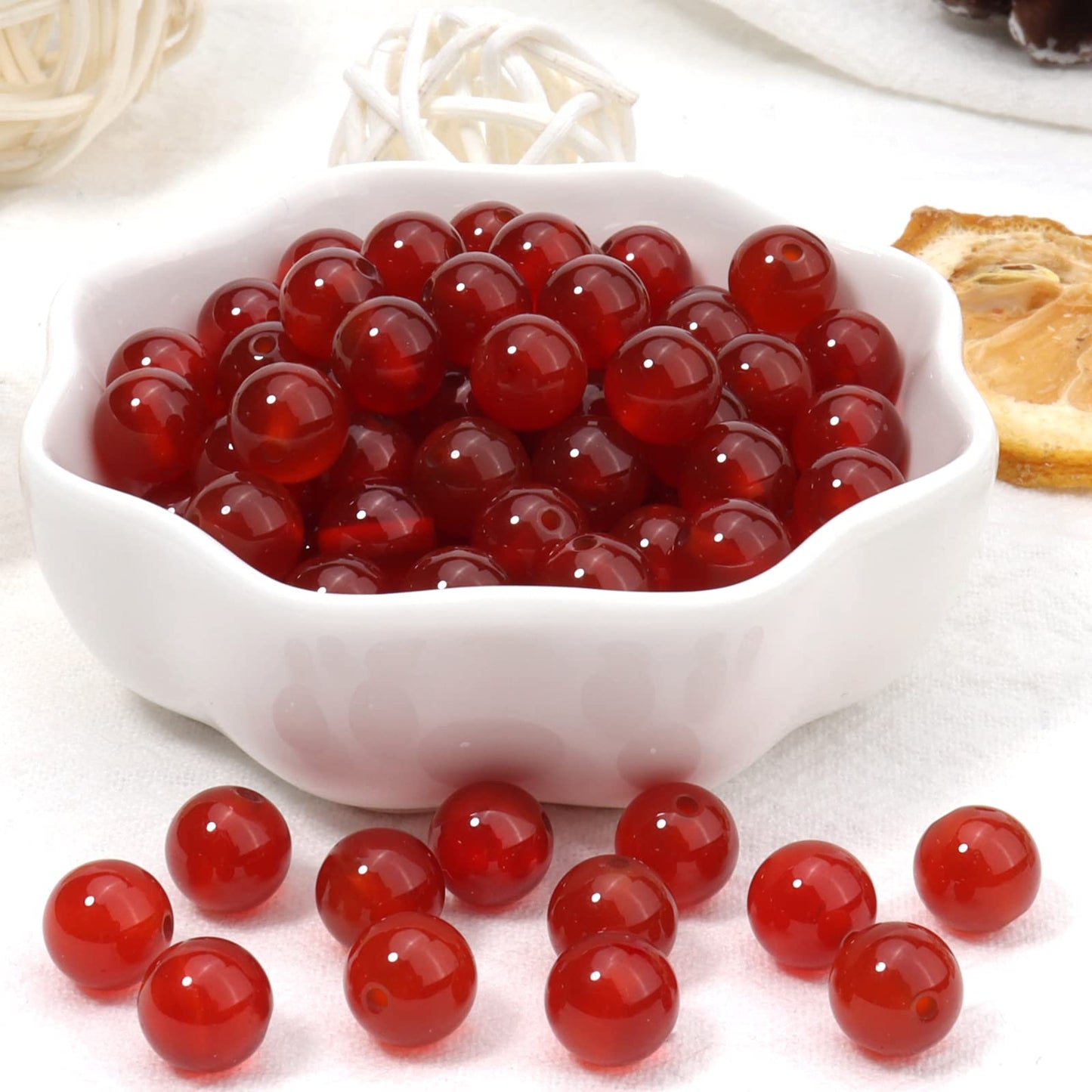 60pcs 6mm Natural Red Agate Gemstone Beads Energy Healing Crystal Round Loose Stone Beads for Jewelry Making, DIY Bracelets Necklaces