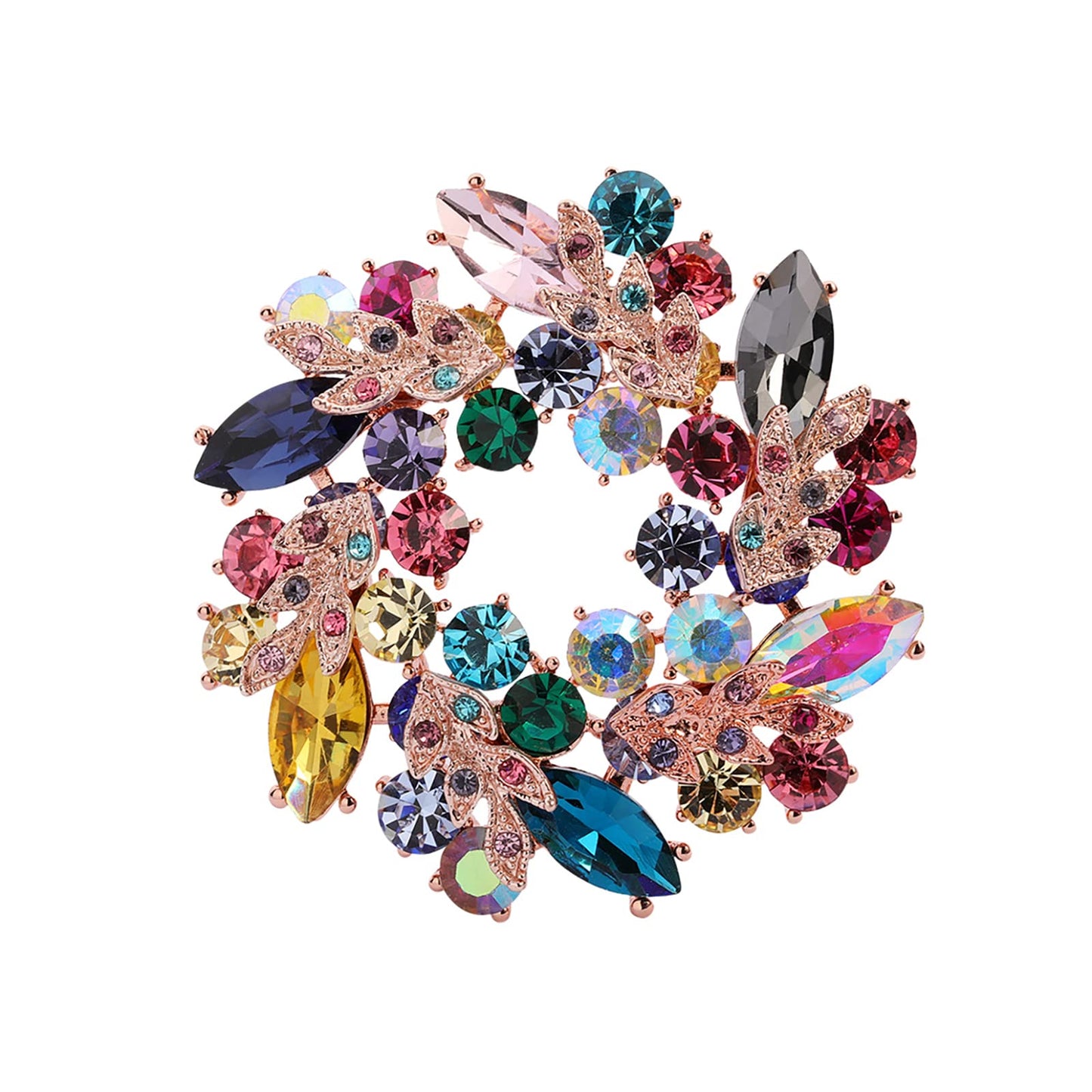AILONMEI Elegant Pearl Flower Designer Brooch Pins Broches Costume Jewelry For Women Fashion Christmas Gift (Colorful Wreath)