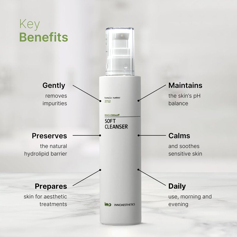 INNOAESTHETICS Soft Cleanser, Professional-Grade Purifying Gel, pH Balanced Daily Face Cleanser for Sensitive Skin, Formula 2712