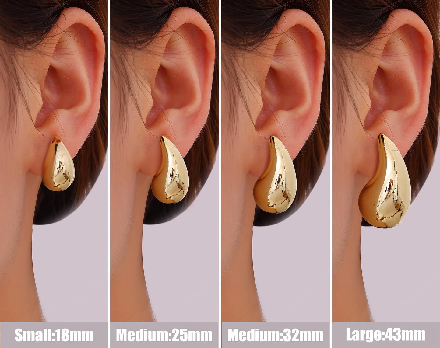Gacimy 14K Gold Plated Teardrop Earrings Dupes for Women, Chunky Drop Earrings for Women with 925 Sterling Silver Post, 1.2Inches