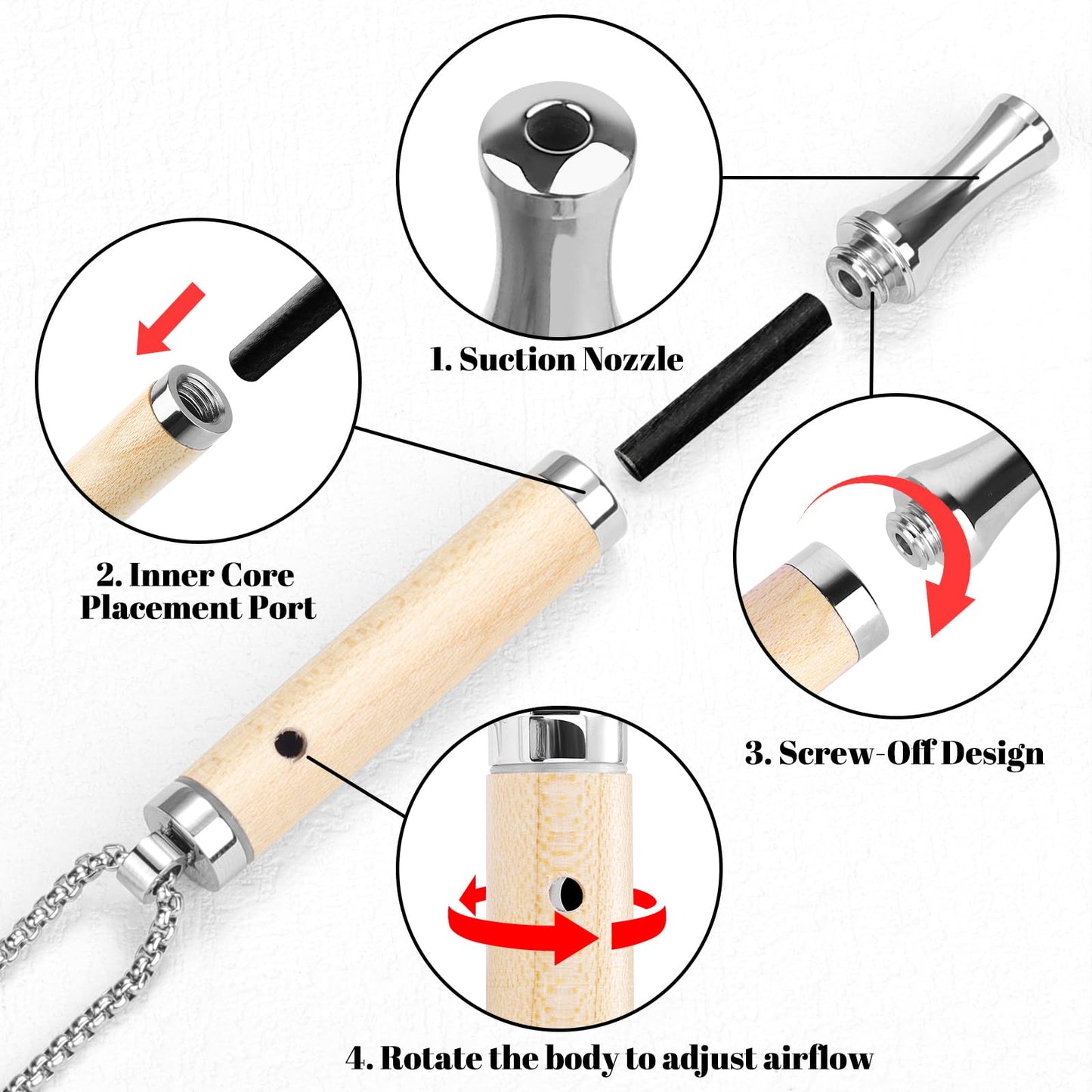 ASTOFLI Adult Quit Smoking Breathing Necklace: Adjustable Air Inhaler Stop Smoking Aids Fidget for Stress Anxiety Relief Smokless Inhaler - Air Outlet Breathing Necklace to Quit Smoking and Vape