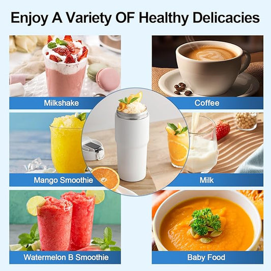 Kawu Portable Blender, 23oz Personal Smoothies Blender with Stainless Steel Inner, Cordless Electric Shake Maker, USB Rechargeable, BPA Free, Travel Bottle for Smoothies, Juice