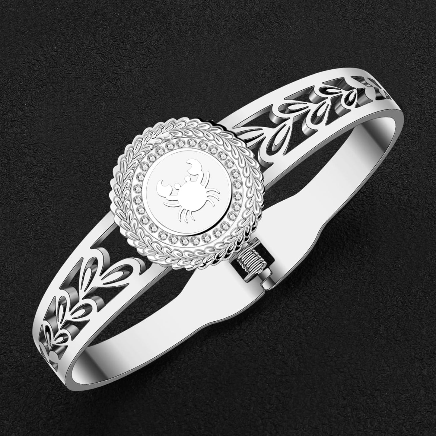 YAYAKO Stainless Steel Constellation Bracelets Bangle Zodiac Gifts for Women Birthday Gifts (Cancer)