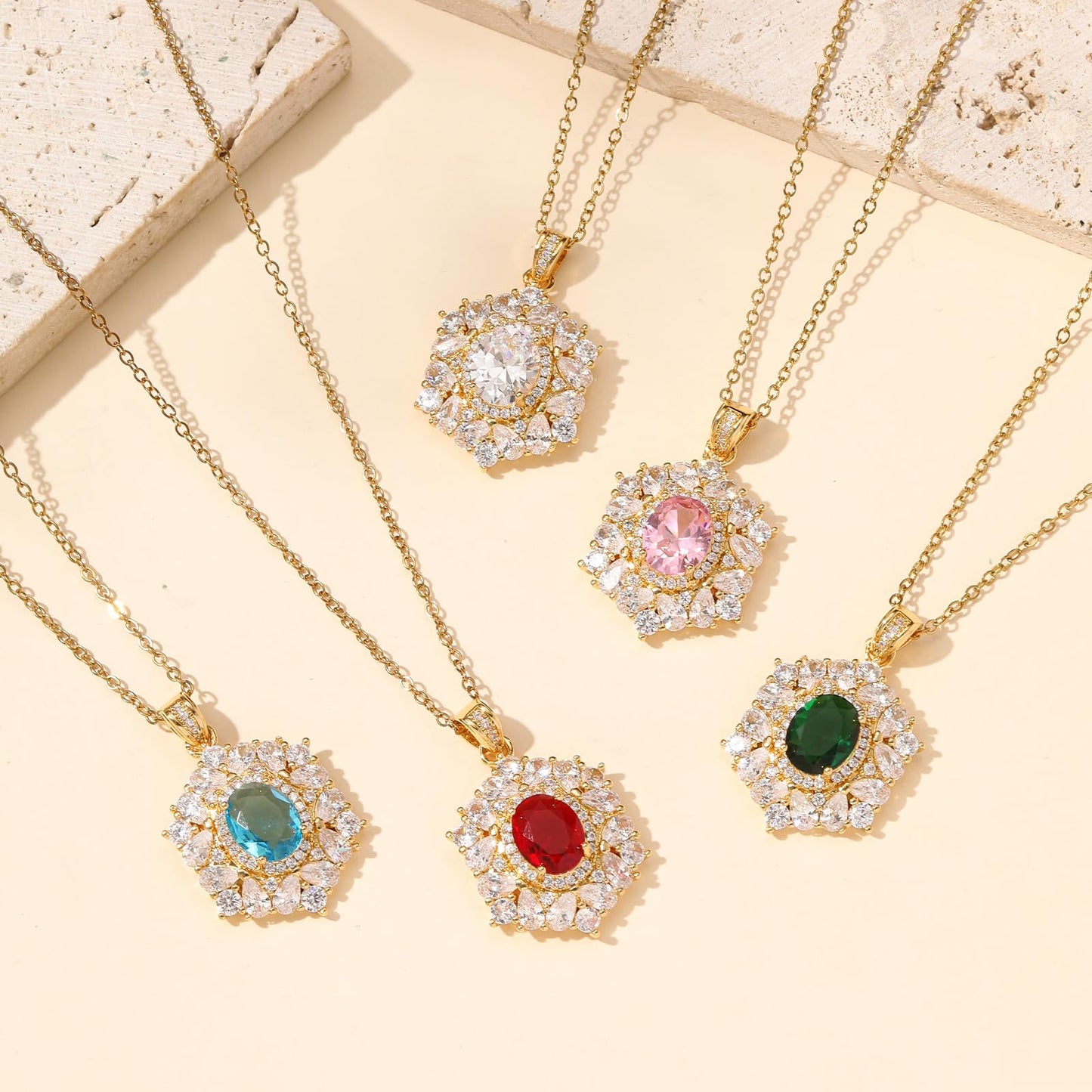 Green Baroque Emerald Necklaces for Women-Gold Plated May Birthstone Healing Crystal Necklace For Valentines Day Mother's Day Christmas Birthday Gifts