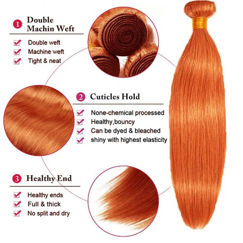 Giginger Brazilian Human Hair Bundles 18 20 22 inch Orange Straight Bundles 350 Color Ginger Orange Unprocessed Virgin Quick Weave Hair for Black Women