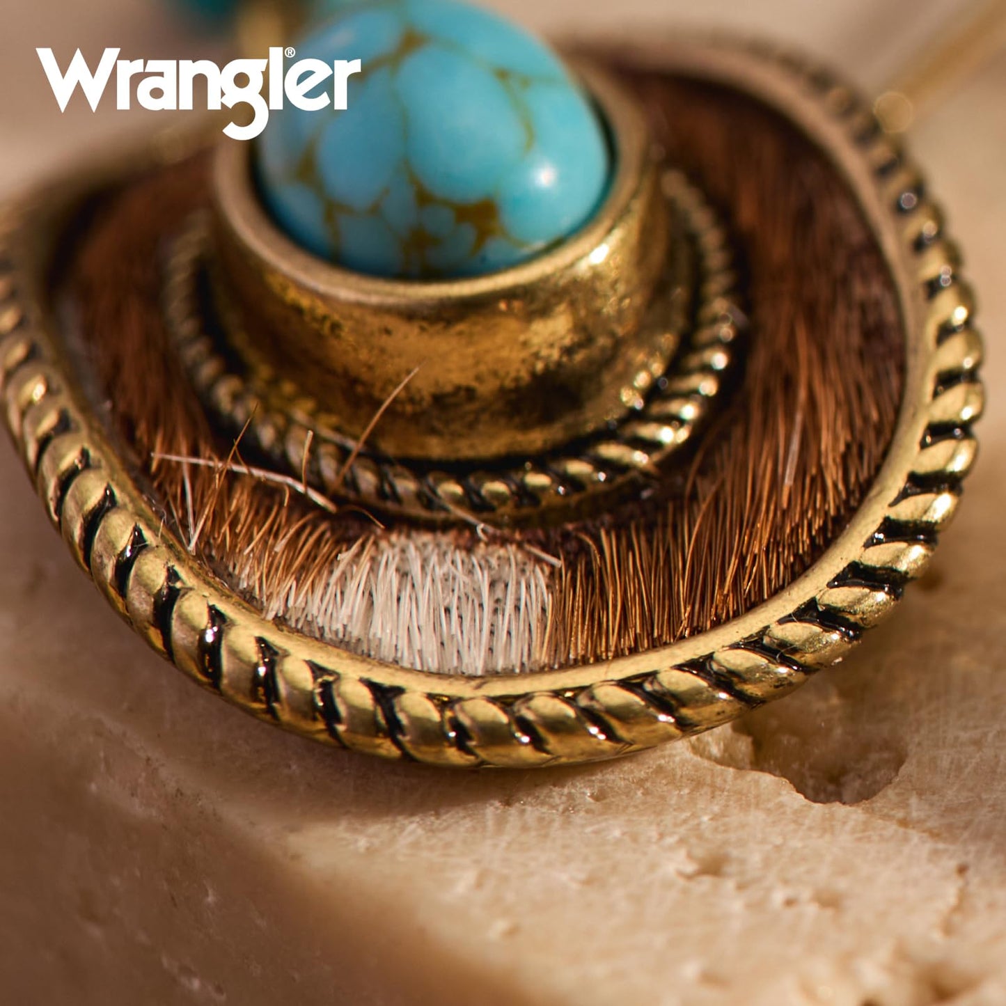 Wrangler Western TearDrop Dangle Earrings for Women Country Statement Genuine Horsehair Turquoise Vintage Cowgirl Cowboy Jewelry (Gold-Turquoise A)