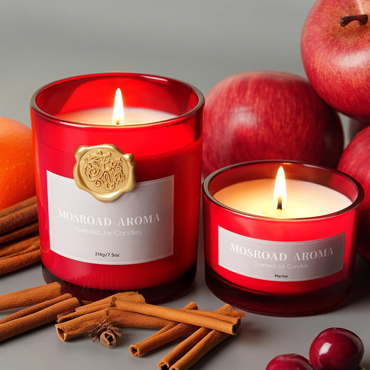 2-Pack Set Apple Cinnamon Scented Candles,Apple Pie & Kitchen Spices Natural Soy Jar Candles for Home,Highly Scented Aromatherapy Candles for Fall Holiday, Apple Cider Candle Ideal Gift for Women,Men