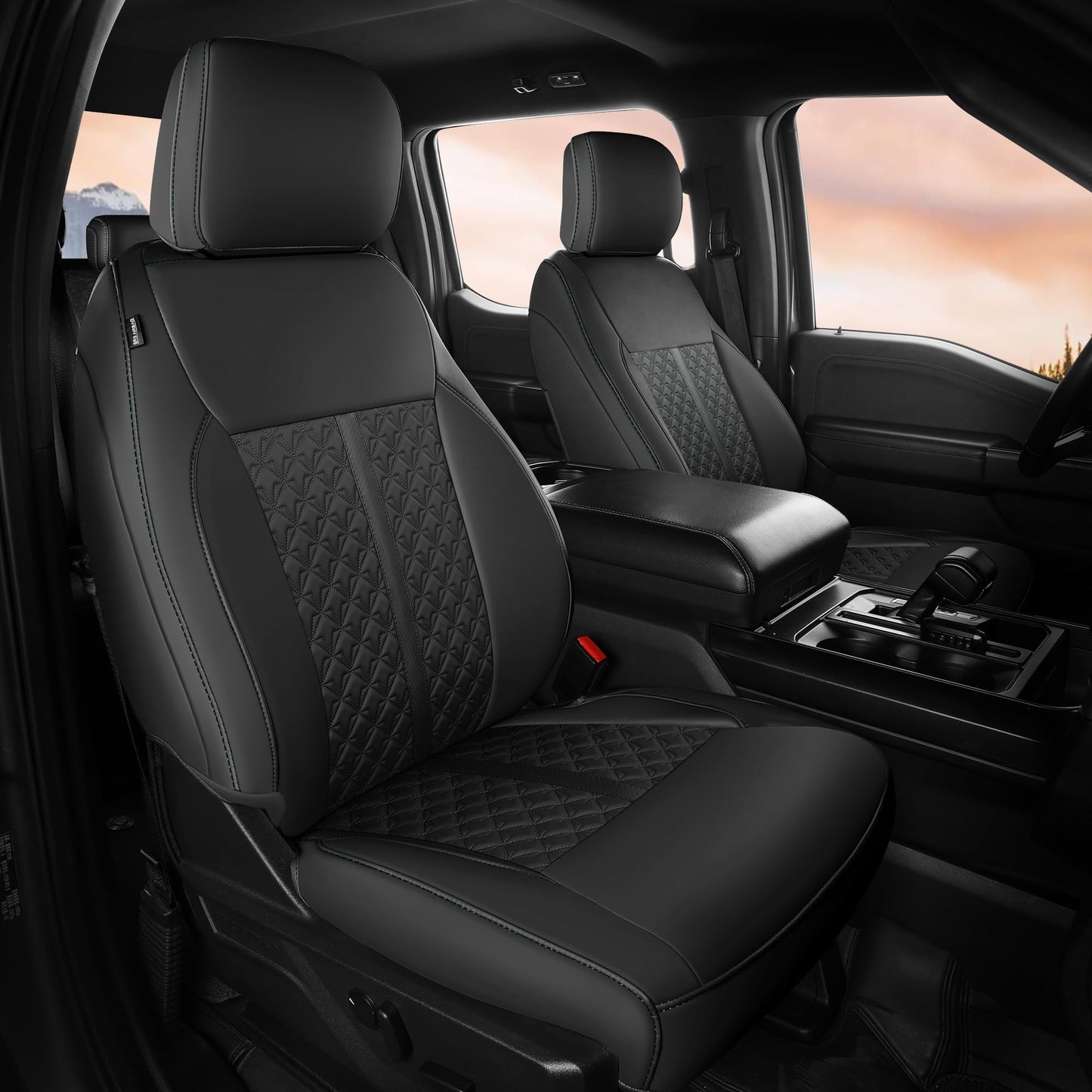 FEINEPRO Custom for Ford F150 Seat Cover 2021 2022 2023 2024 2025 - Custom-Fit Full Set Leather Truck Seat Cover for 2021-2025 F150 XL/XLT/Lariat F150 Accessories