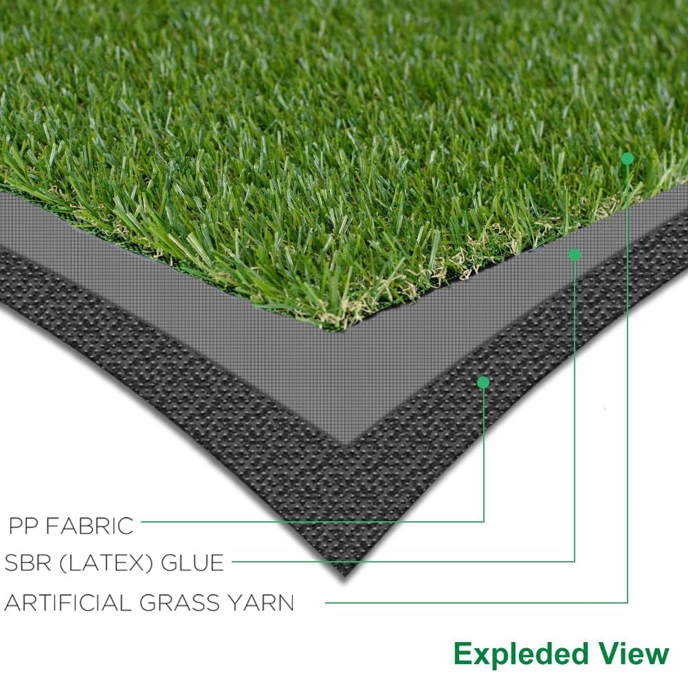 Petgrow Realistic Synthetic Artificial Grass Turf 0.8inch,Thick Faux Fake Grass Indoor Outdoor Landscape Lawn Pet Dog Turf Carpet for Garden Backyard Balcony
