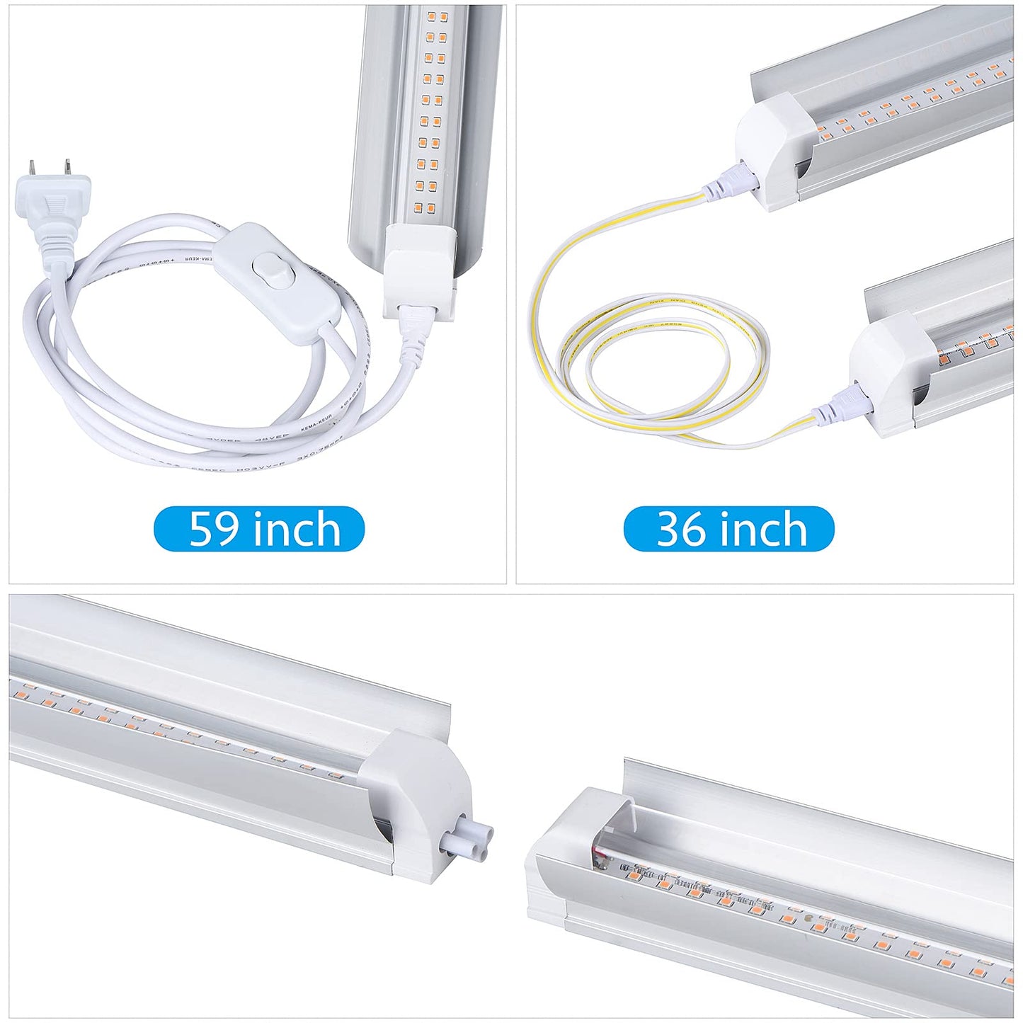 Grow Light for Indoor Plants,4ft T8, 180W(4 x 45W, 1080W Equivalent), Super Bright, Full Spectrum Sunlight Plant Light, LED Grow Lights for Indoor Plants, Greenhouse, 4-Pack