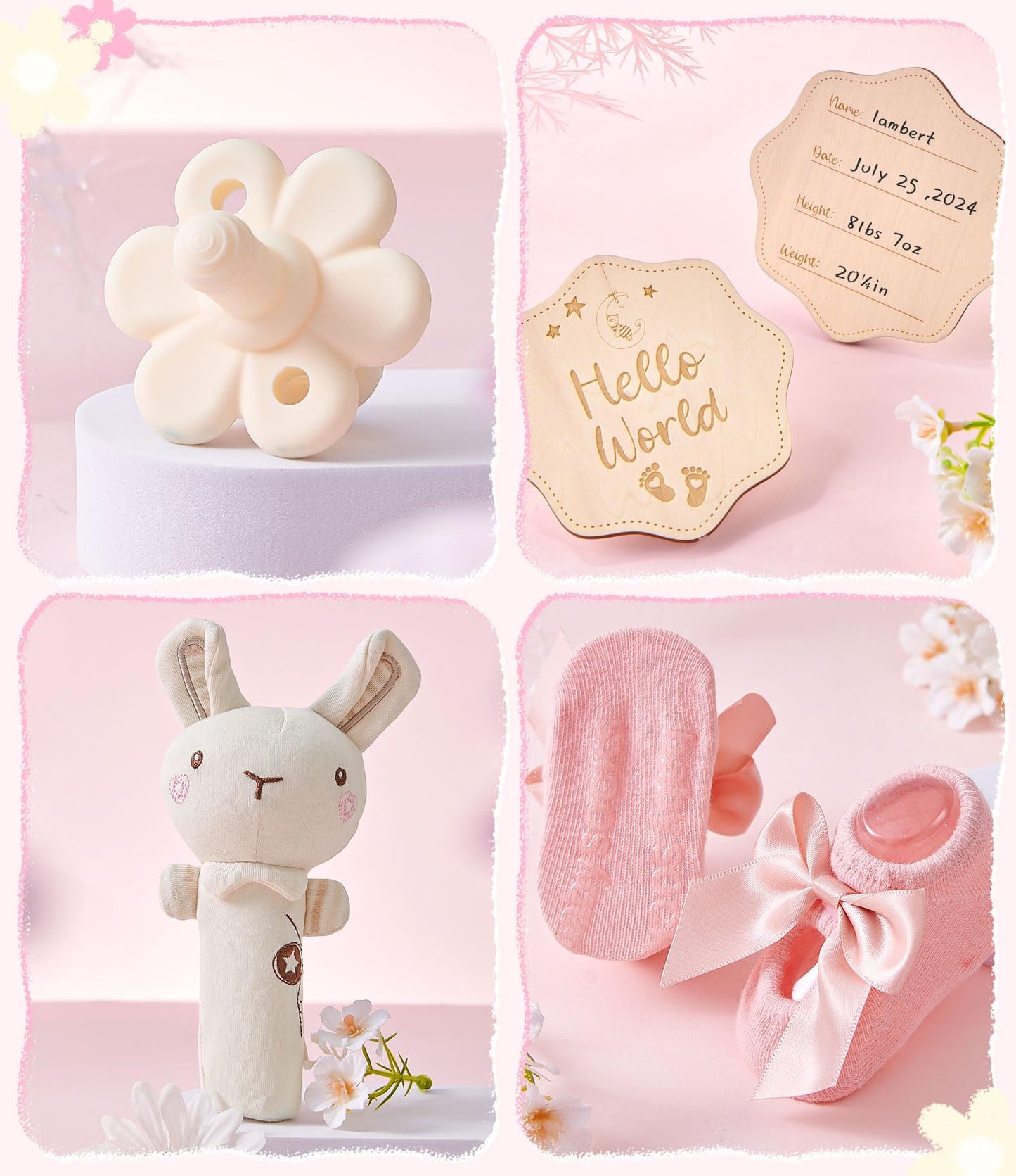 Golray Baby Shower Gifts for Girls, Baby Girl Gifts Baskets with Rattle, Blanket/Bodysuit Set, New Born Essential Stuff, Gender Reveal Ideas Infant New Born Baby Girls Gift Basket