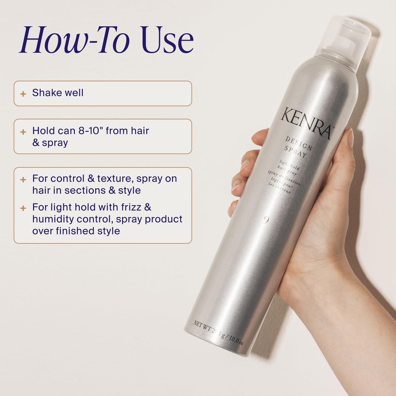 Kenra Design Spray 9 | Light Hold Hairspray | Tames Frizz & Flyaways | Lightweight, Brushable Formula | All Hair Types