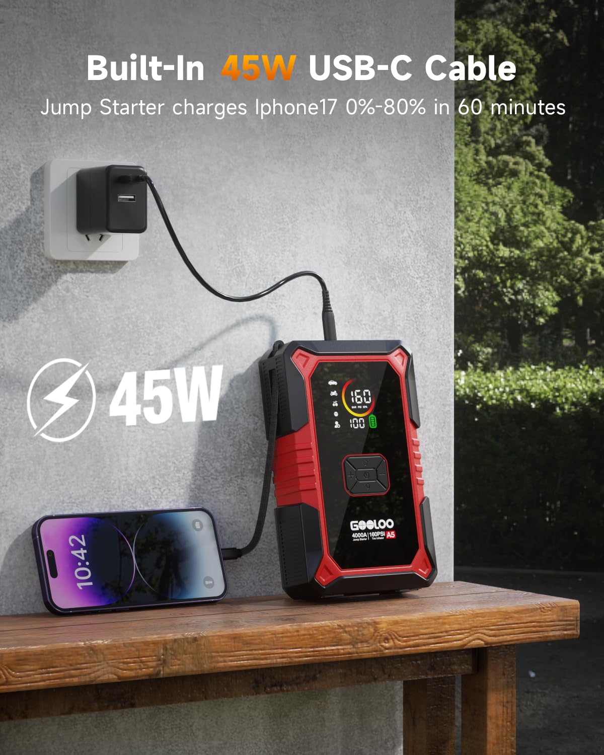 GOOLOO A5 Jump Starter with Air Compressor & GOOLOO DS100 OBD2 Scanner Diagnostic Tool