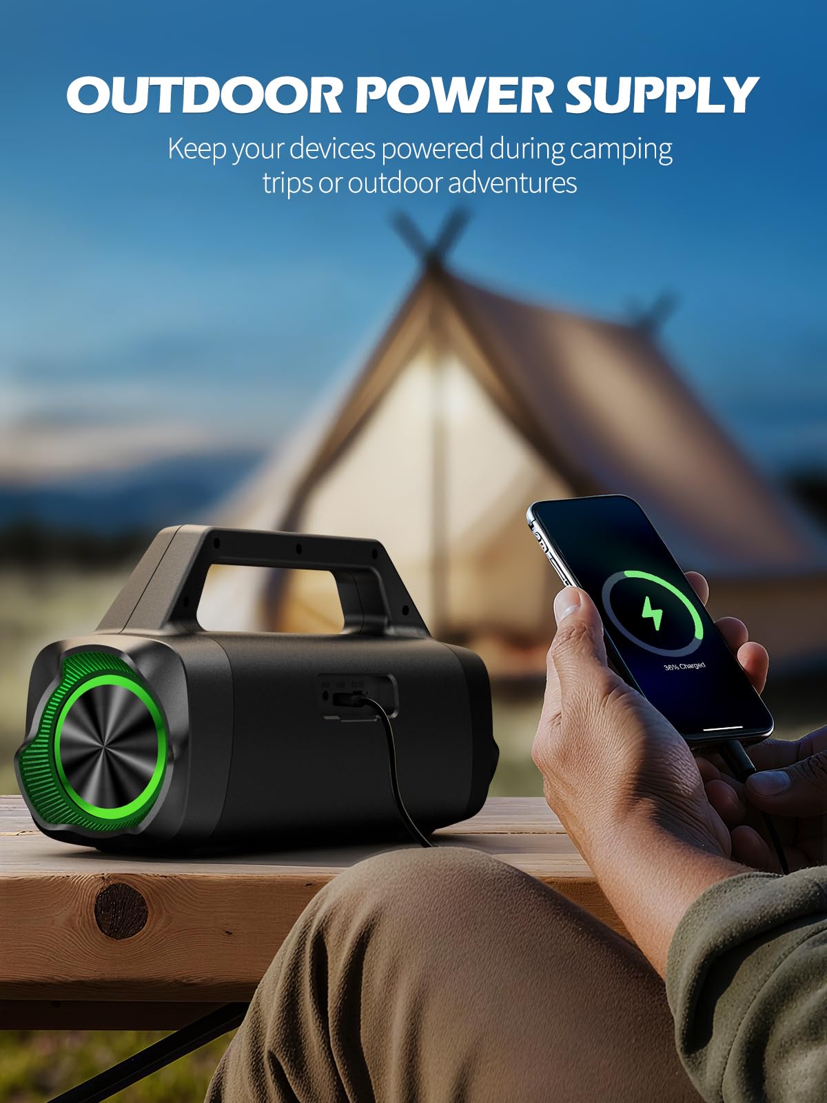 Xonera Speakers Bluetooth Wireless, 80W Peak Loud Outdoor Speaker with Bass, 20H Playtime, IPX6 Waterproof, TWS，BT5.3, Portable for Camping Hiking Boating Pool Beach(Black)